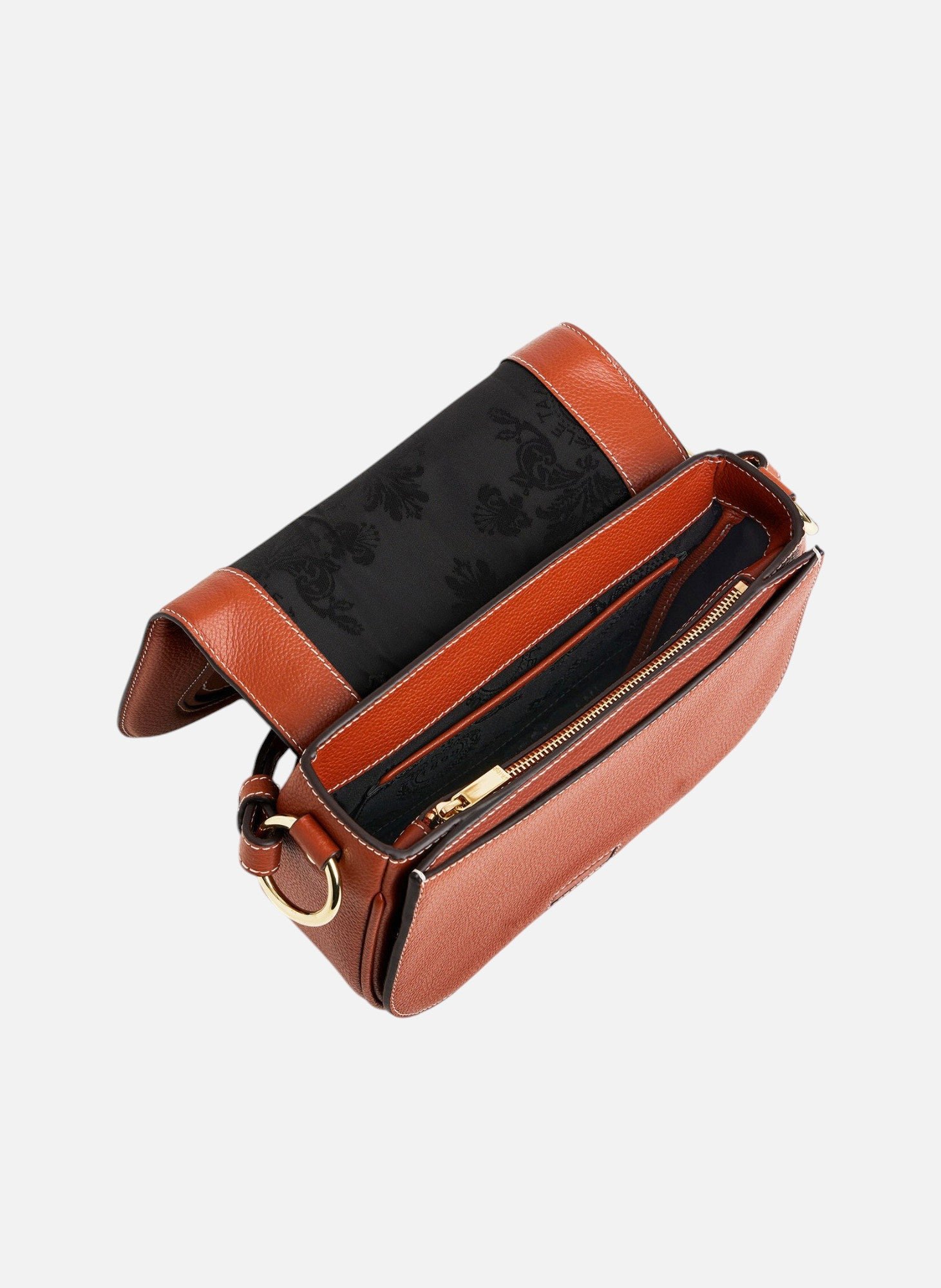 Sac bandoulière moyen modèle ella en cuir grainé LE TANNEUR Marron