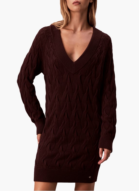 Cable knit sweater dress Brown Calvin klein - Women | Printemps Cable knit sweater dress Brown Calvin klein - Women | Printemps