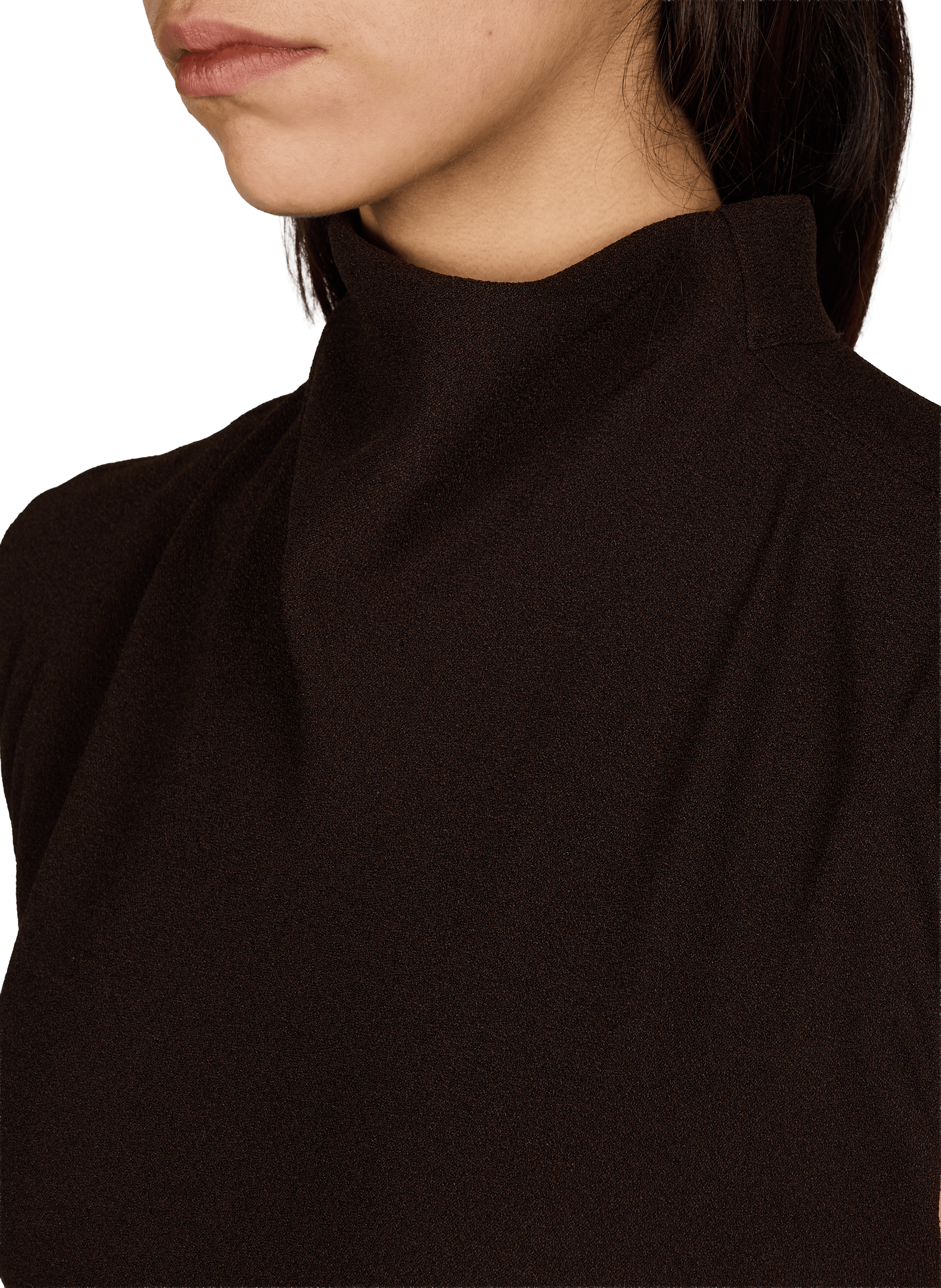 Robe longue cintrée à col montant ROTATE Marron