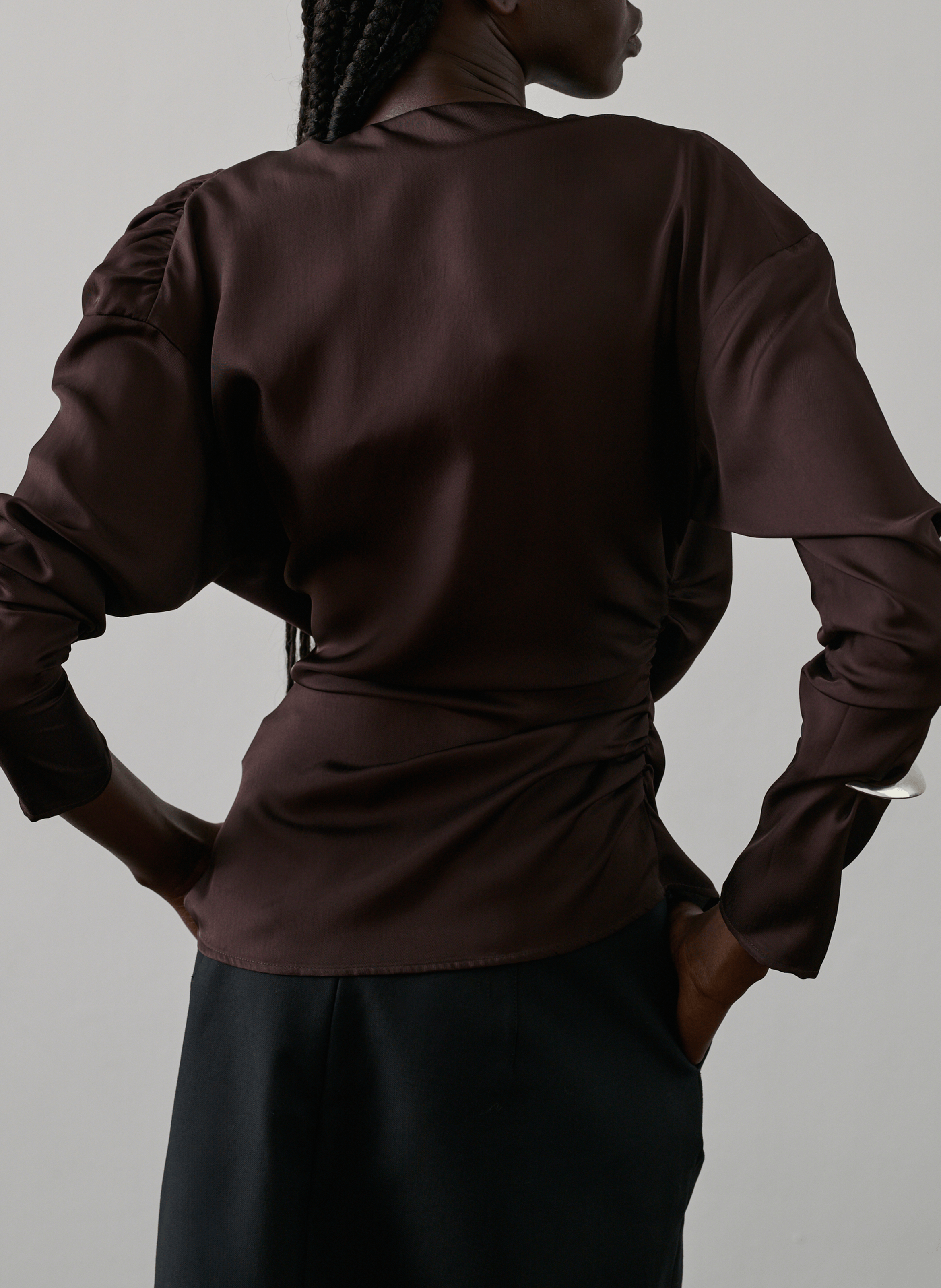 Blouse asymétrique cintrée col bénitier Fresia SOEUR Violet