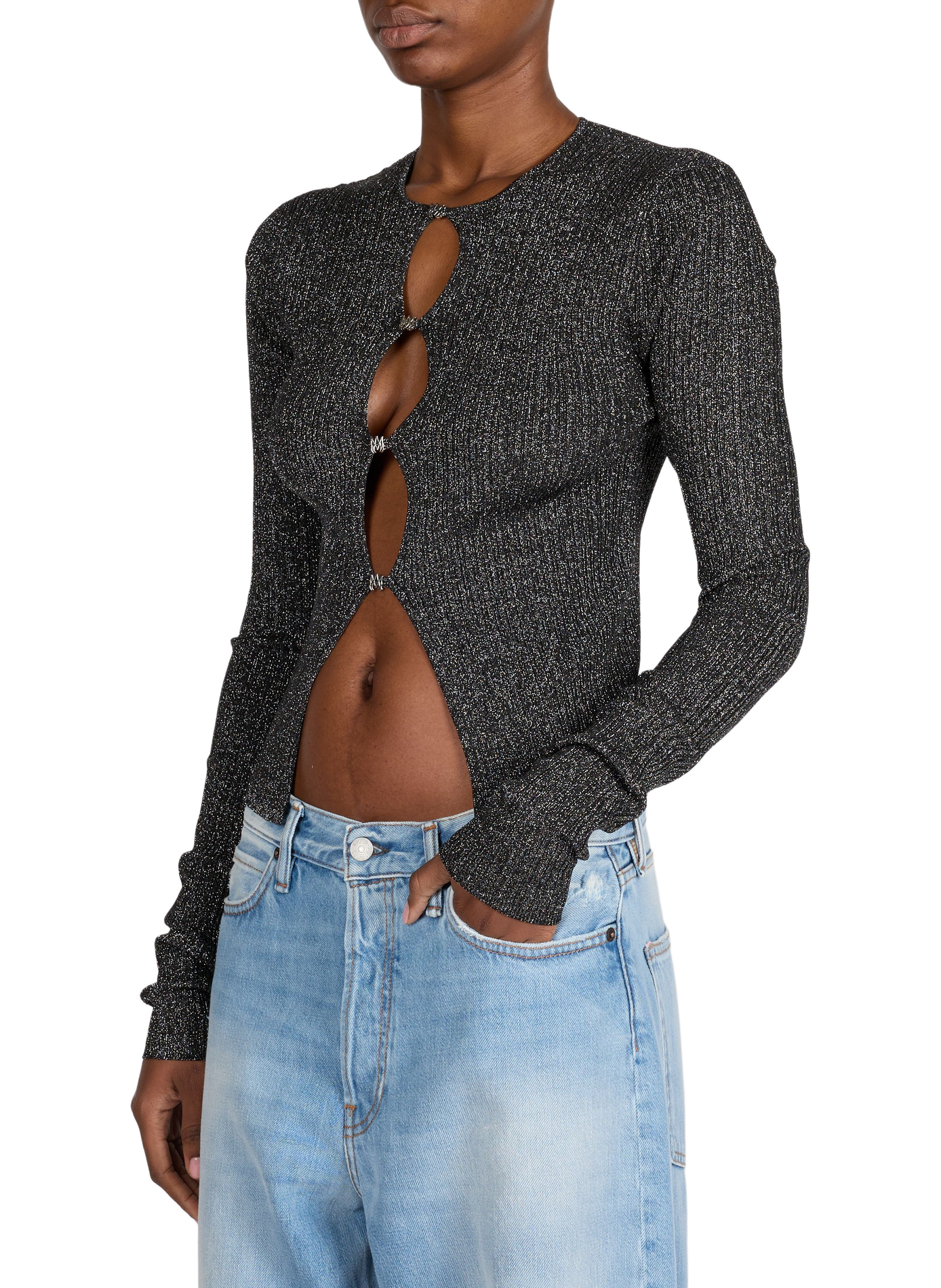 Long-sleeve Shiny Cardigan AMIRI Black