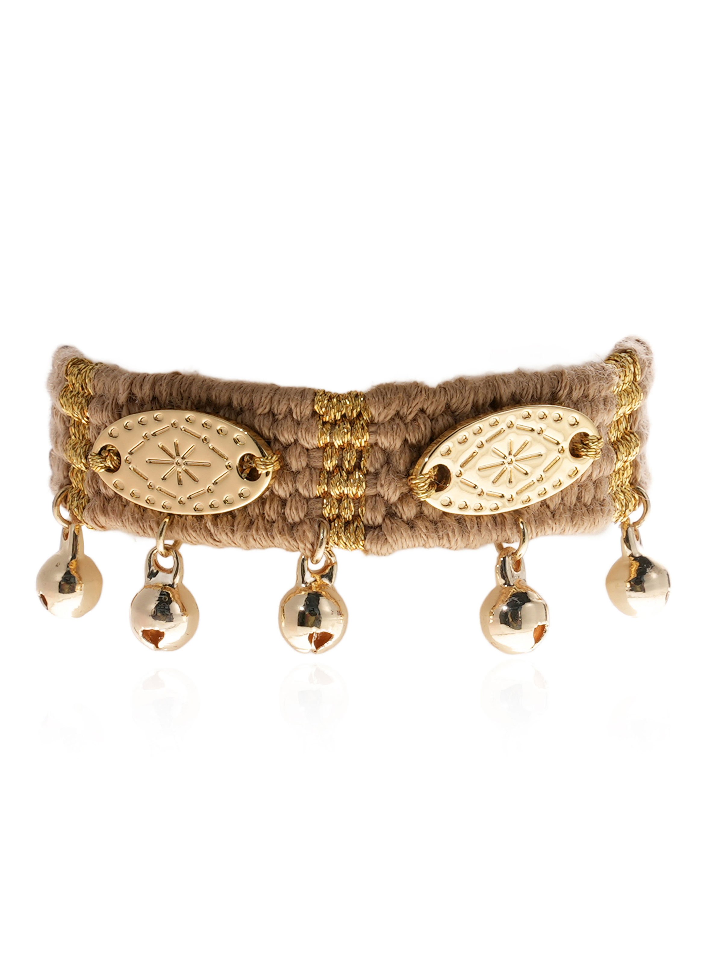 Bracelet en tissu coloré réglable avec pampilles todobem HIPANEMA Beige