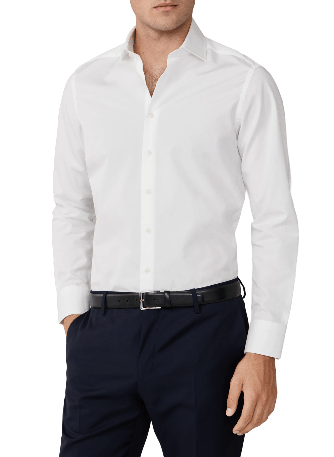 Solid classic collar cotton shirt HACKETT White