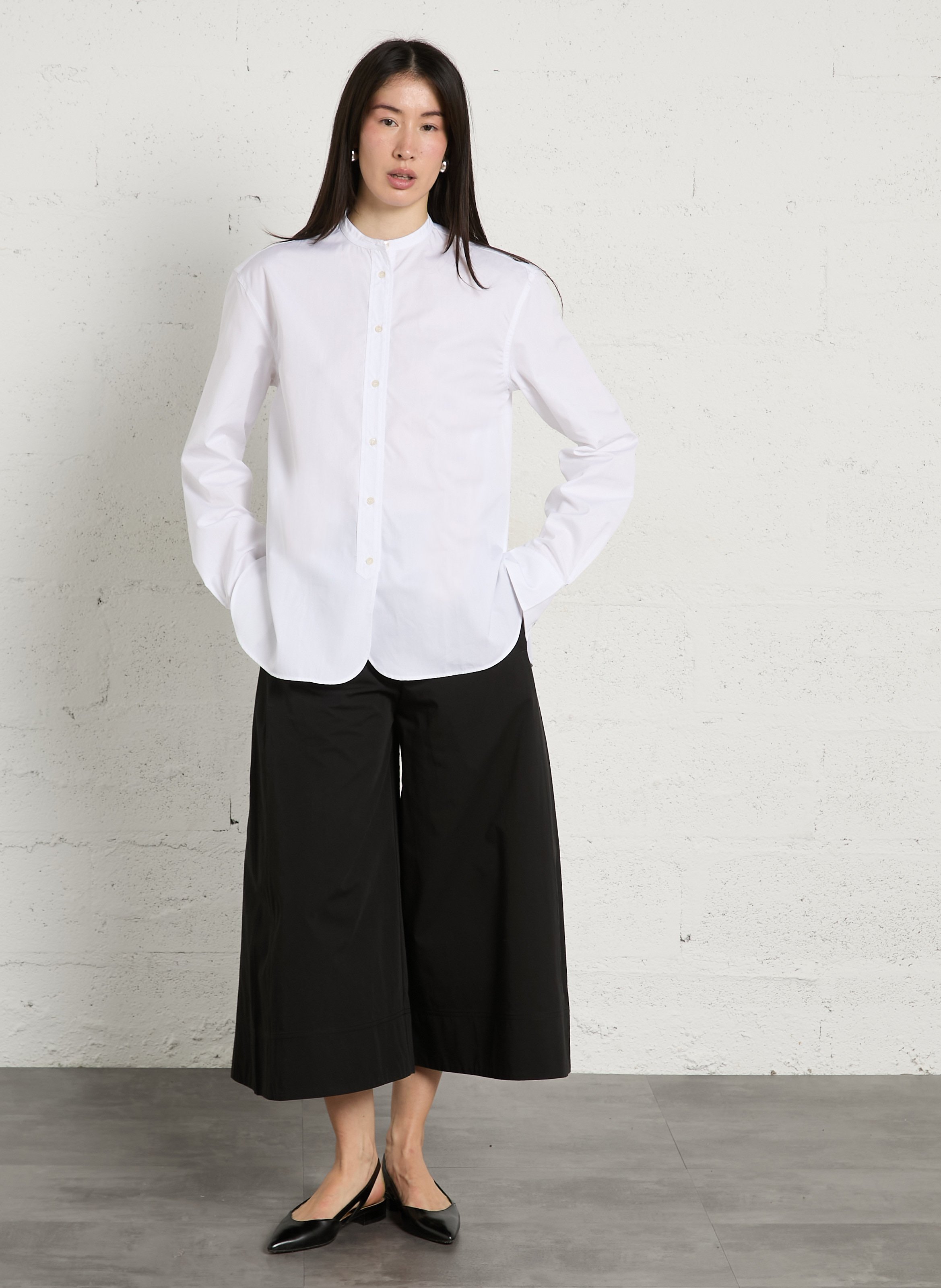 Chemise oversize col mao en coton bermudes SOEUR Blanc