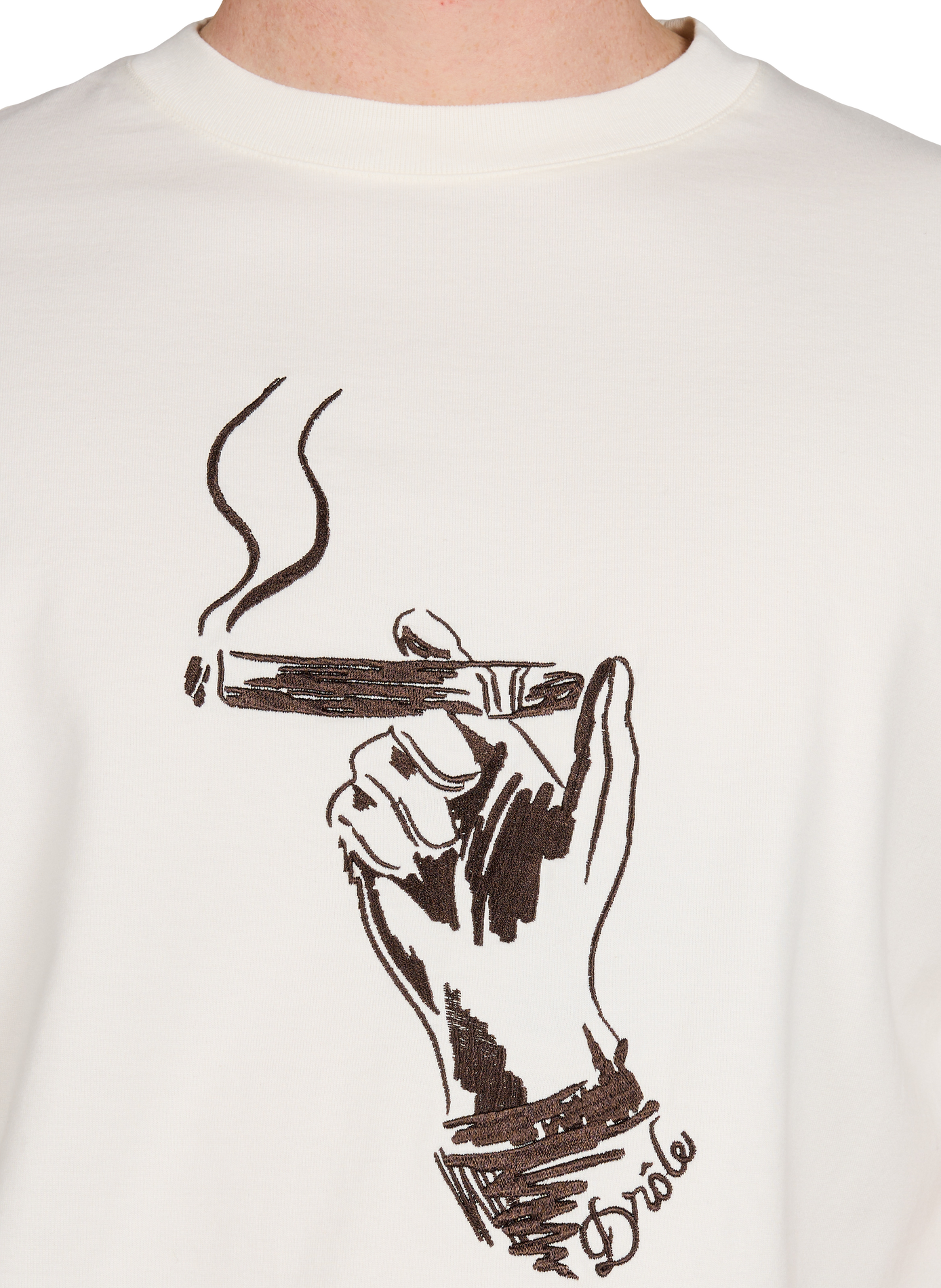 Biker-style cotton t-shirt DROLE DE MONSIEUR Beige