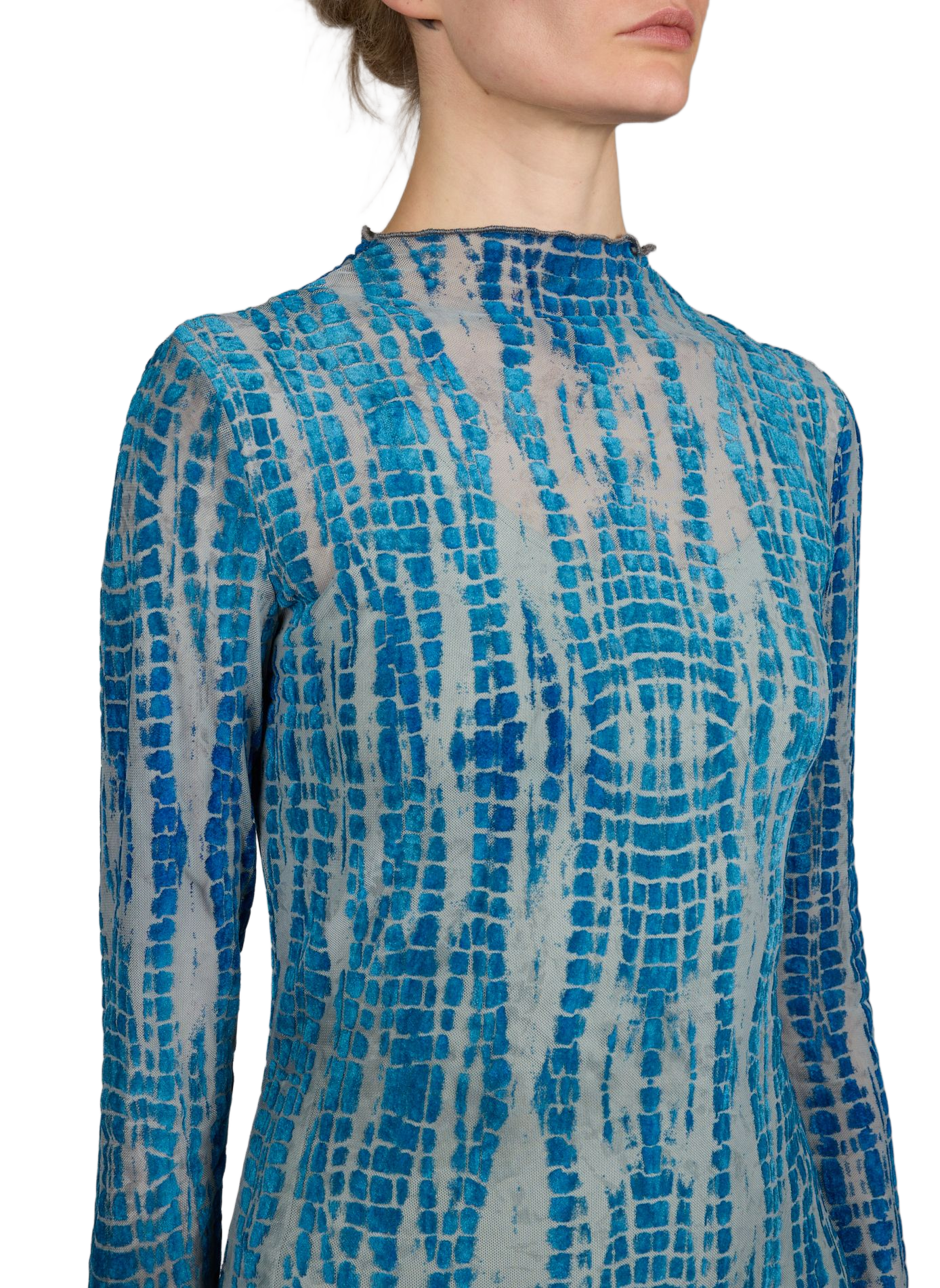 Robe longue moulante à imprimé ROUGE EDIT Bleu