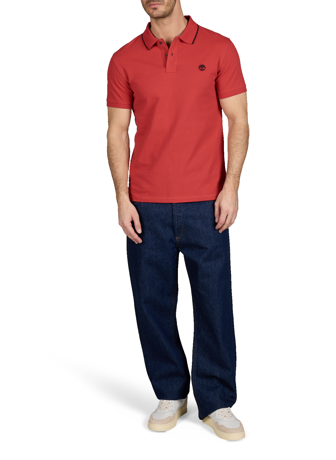 Solid short-sleeve straight fit polo TIMBERLAND Red