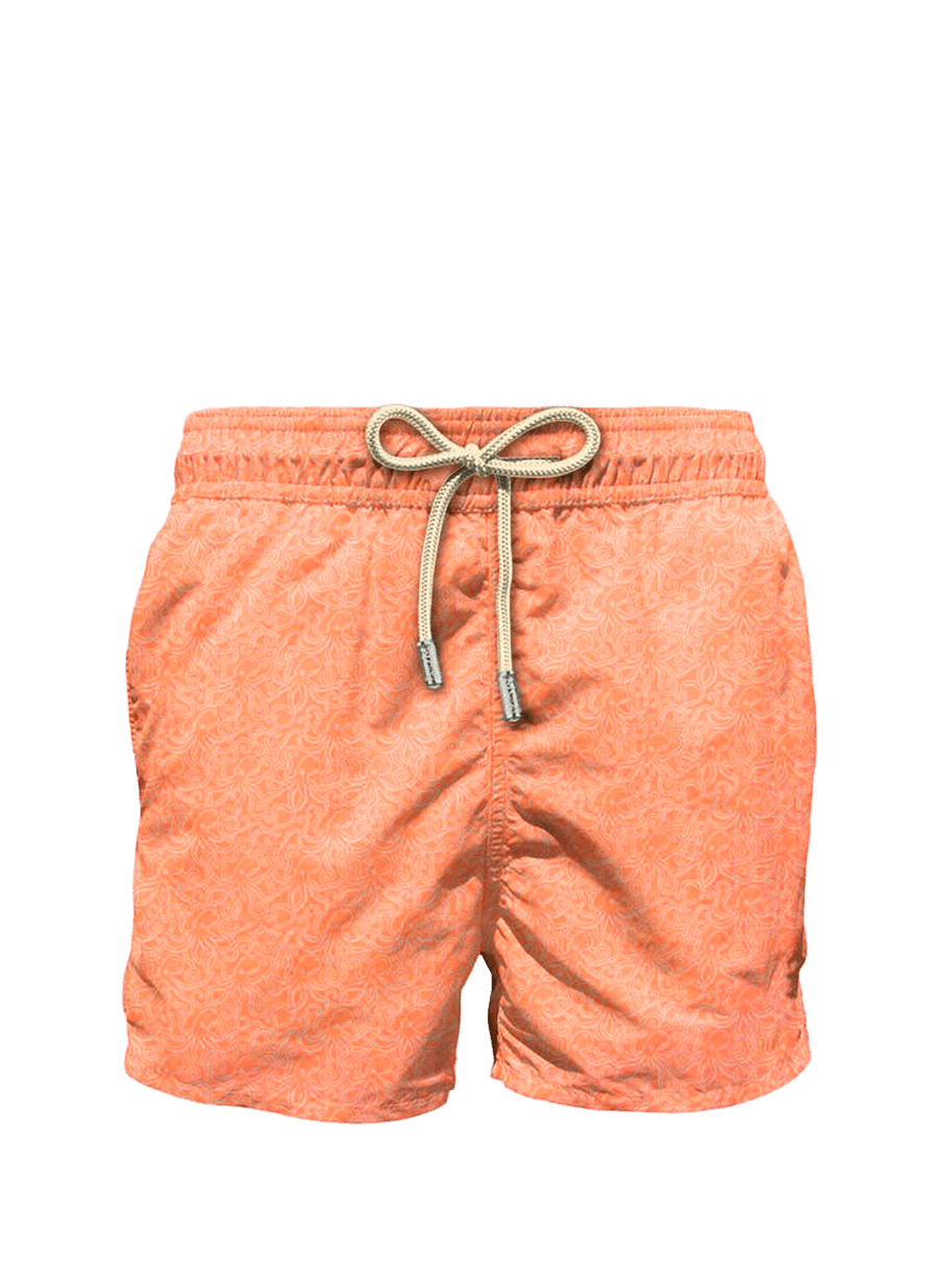 Stretch swim shorts with floral print MC2 SAINT BARTH Orange