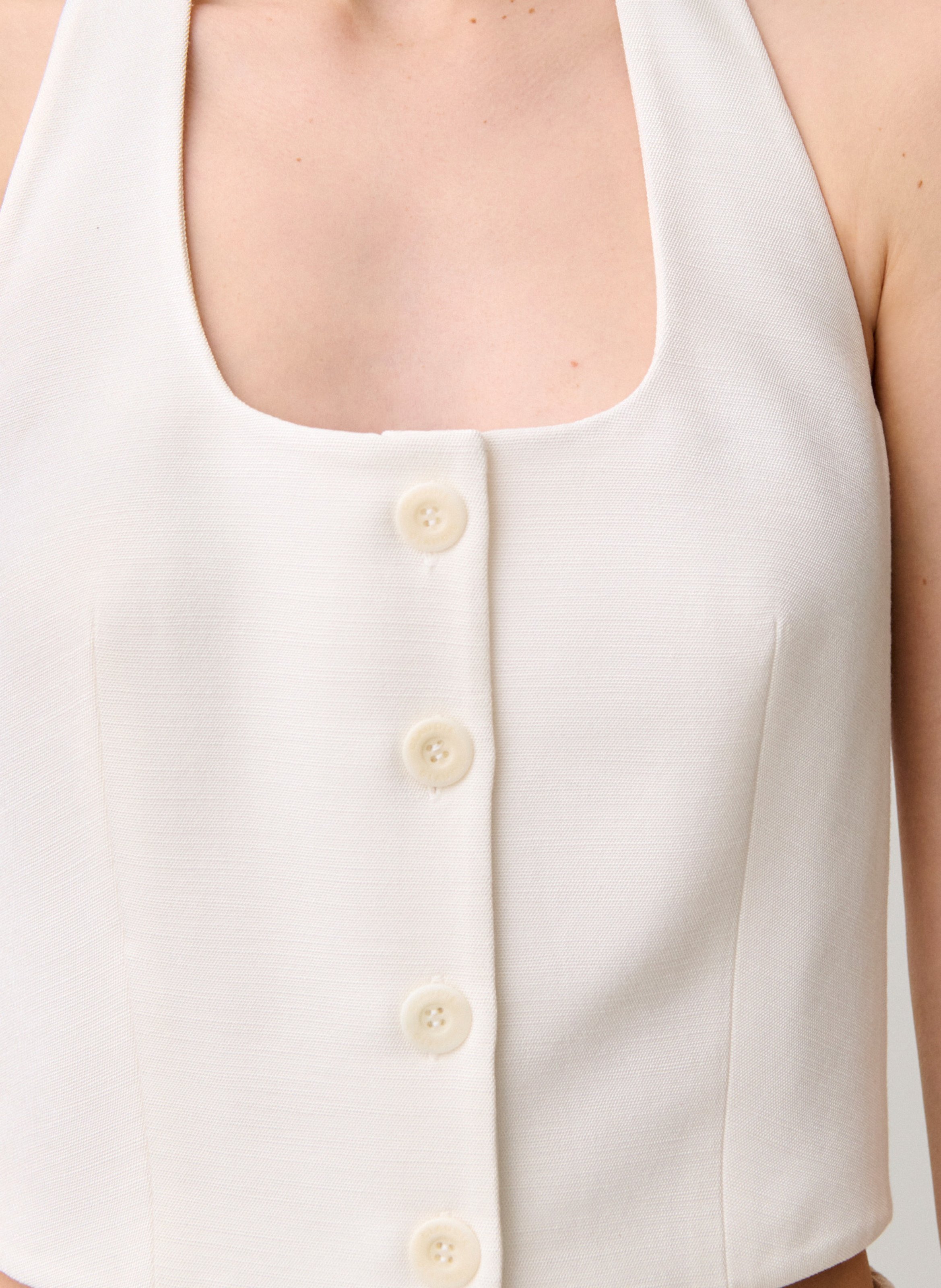 Top dos nu boutonné uni CLAUDIE PIERLOT Beige
