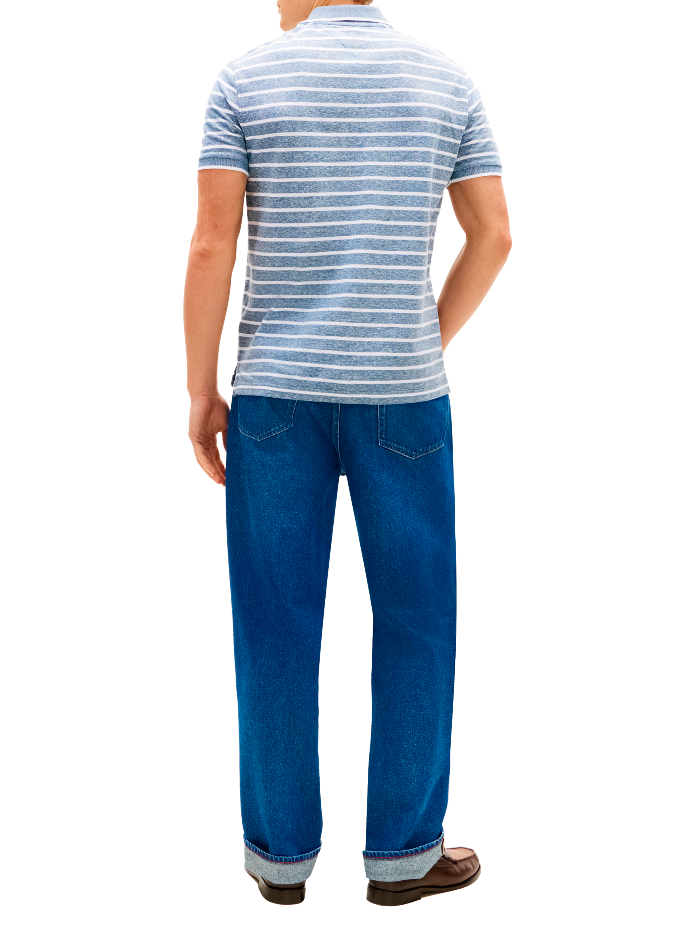 Polo en coton et lin TOMMY HILFIGER Bleu