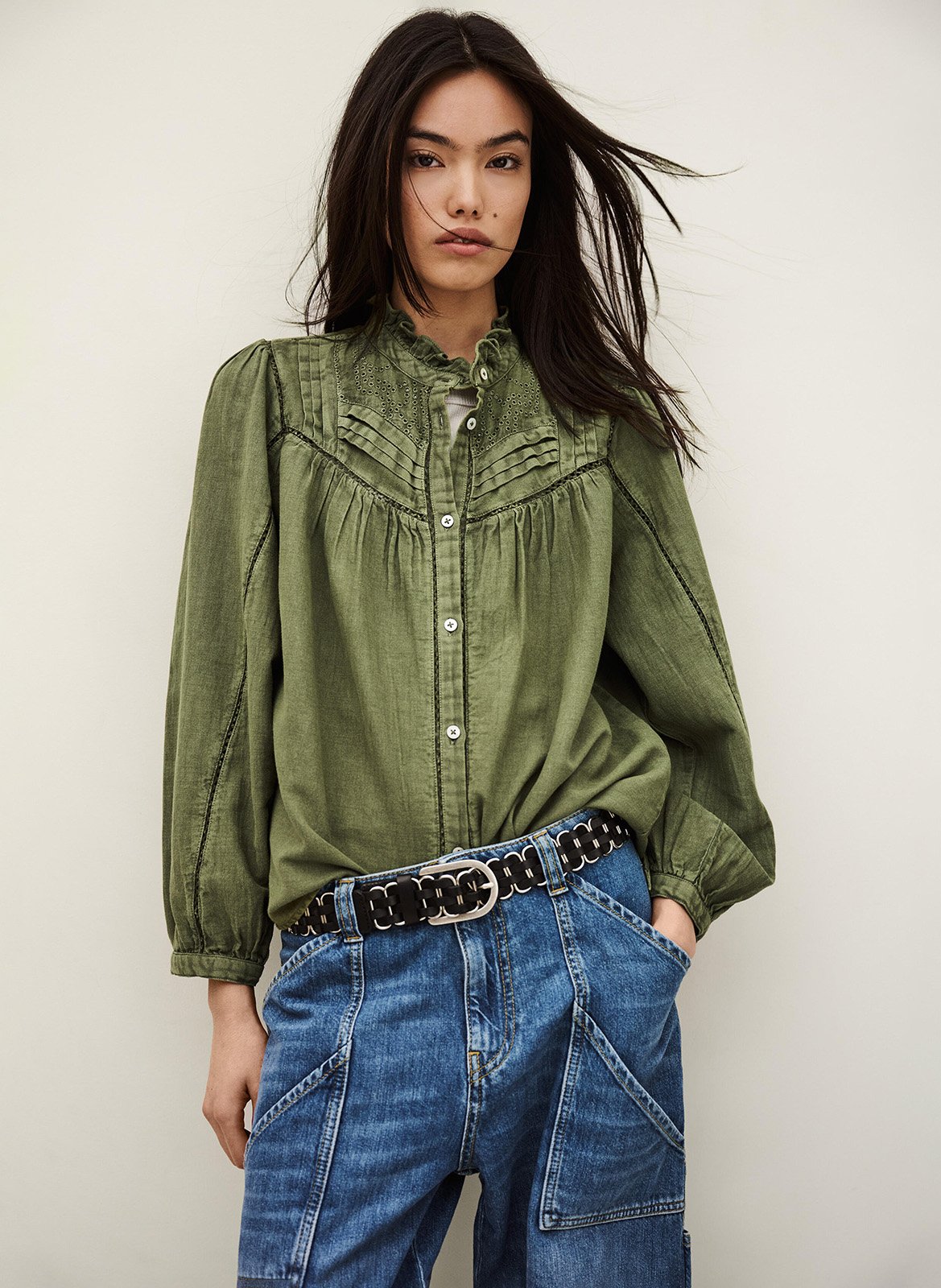 Chemise col rond gilda BA&SH Kaki