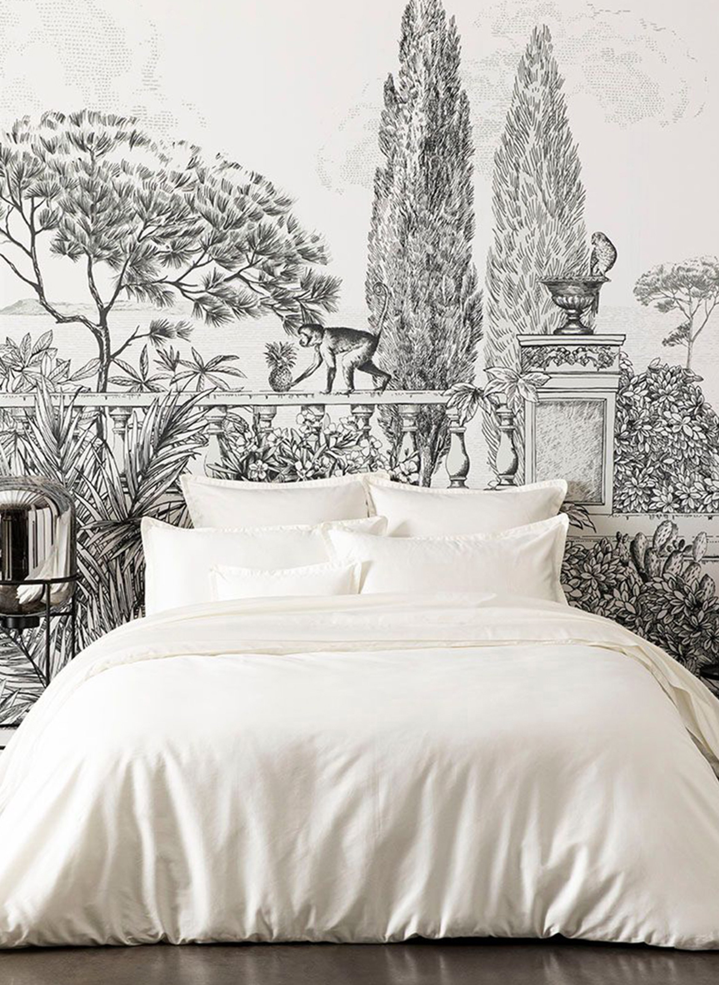 Parure de lit unie en satin de coton bio, taies rectangles, teophile ALEXANDRE TURPAULT Blanc
