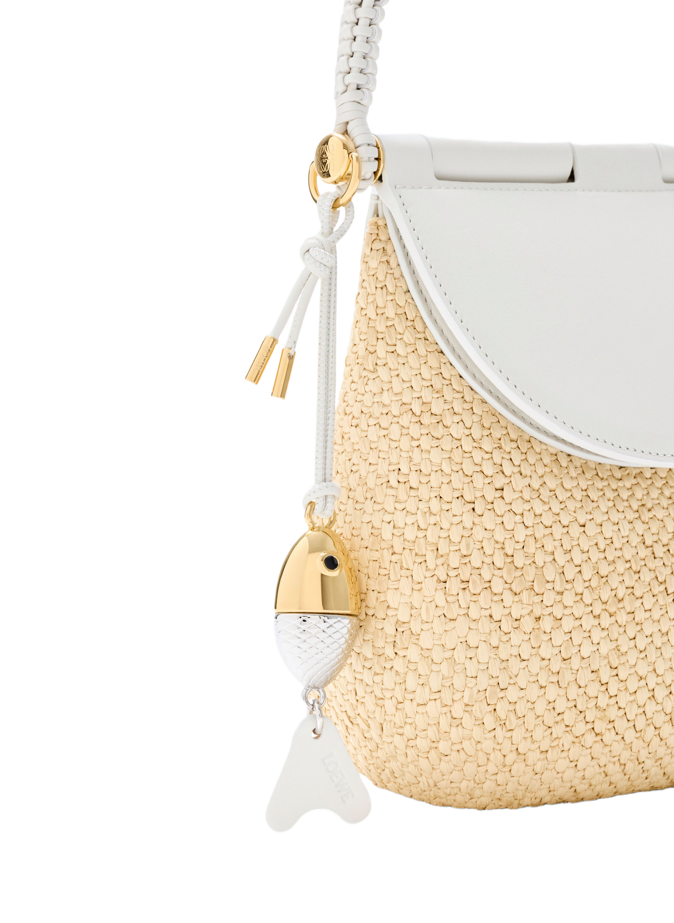 Medium Pescador bag in raffia and calf leather LOEWE Beige