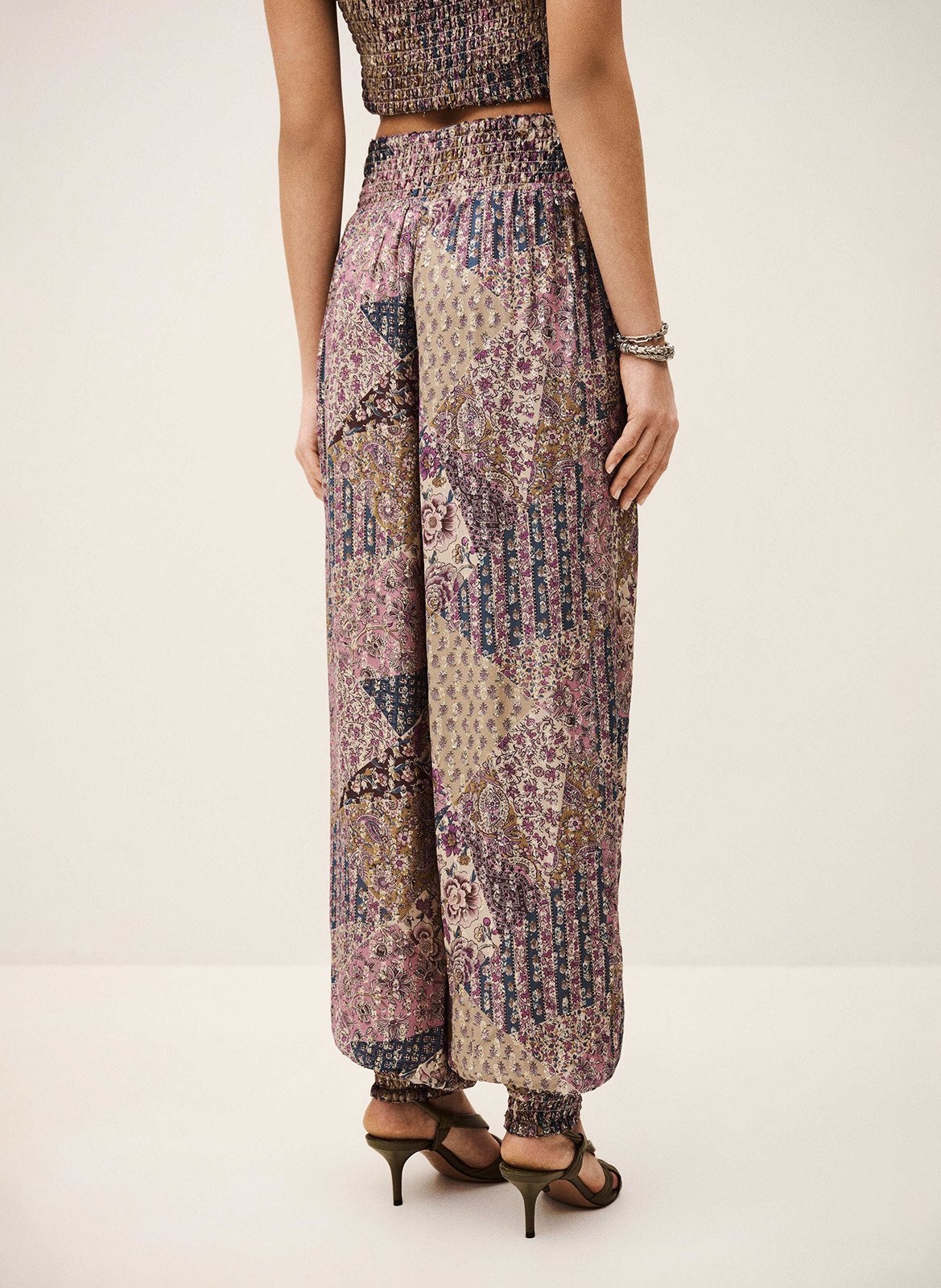 Pantalon large stretch imprimé parsy BA&SH Rose