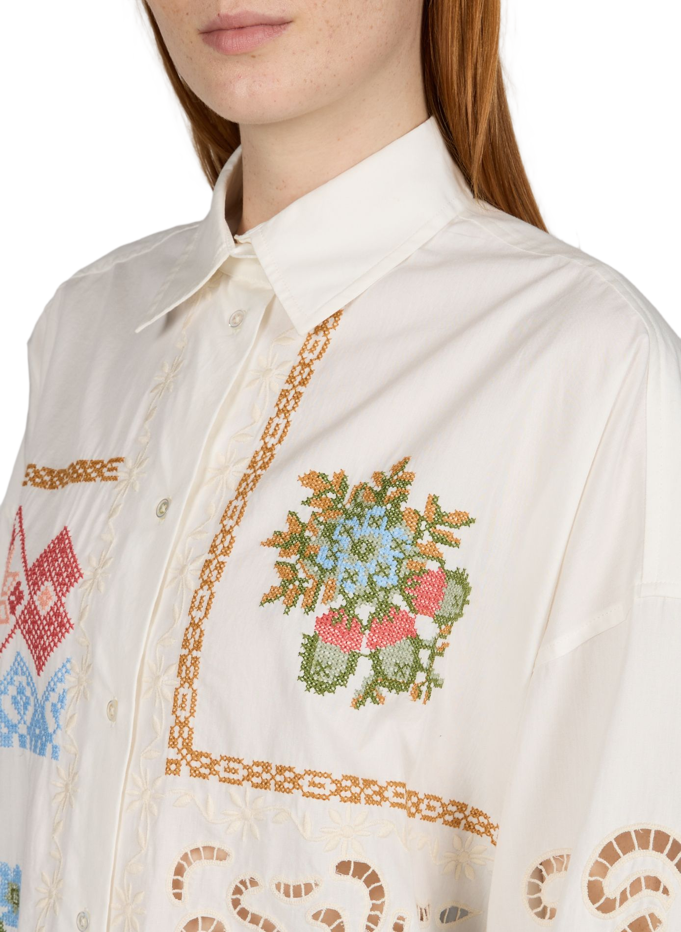 Embroidered long-sleeve cotton shirt MAX MARA WEEK END White