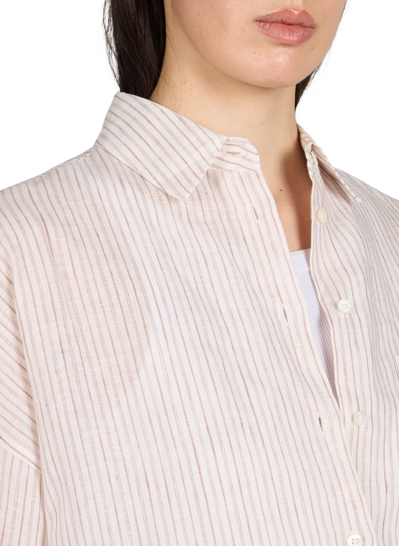 Shirt with 3/4 sleeves in striped linen MAX MARA WEEK END No Color