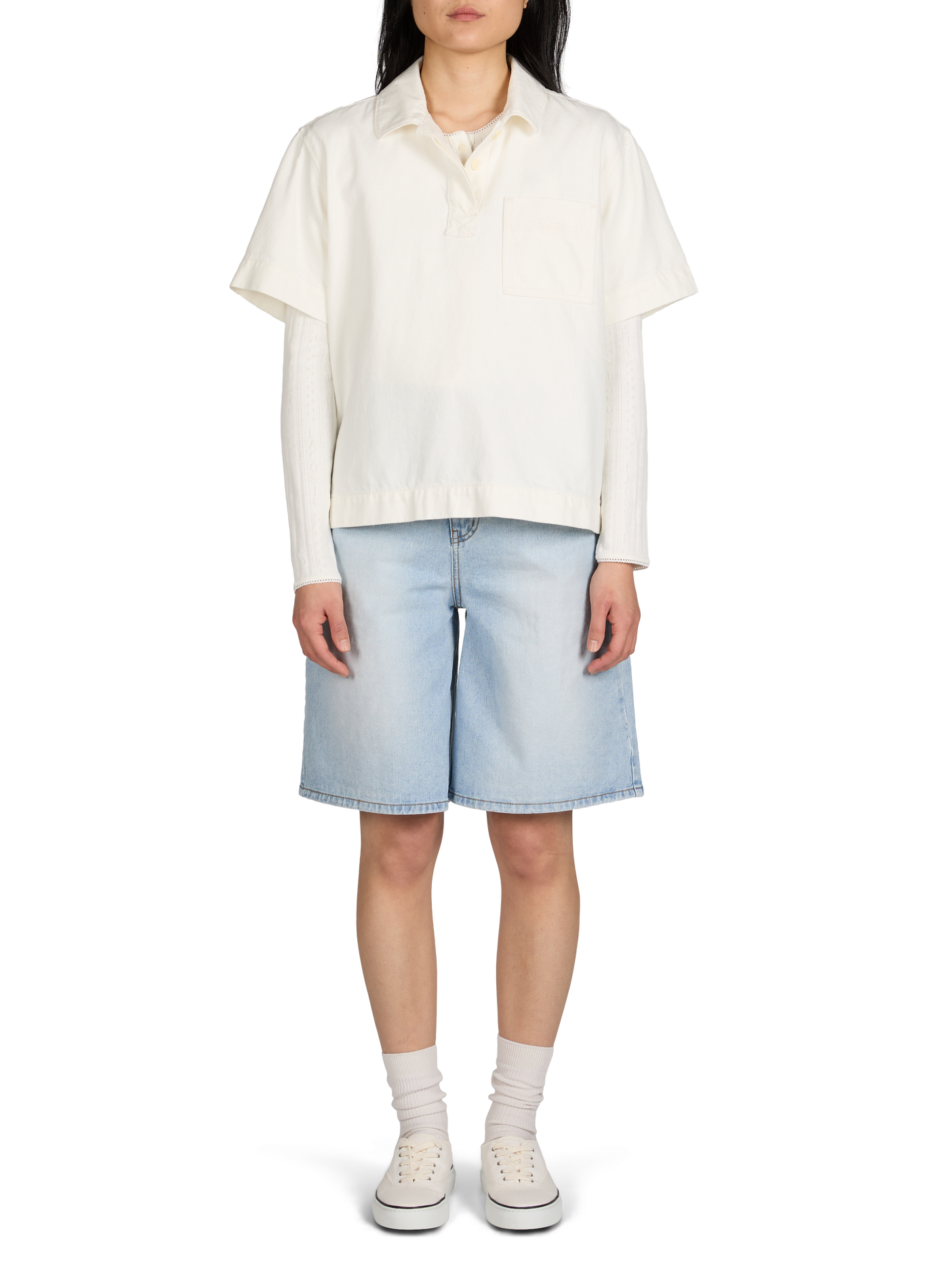 Oversized cotton polo with embroidered logo. LACOSTE White