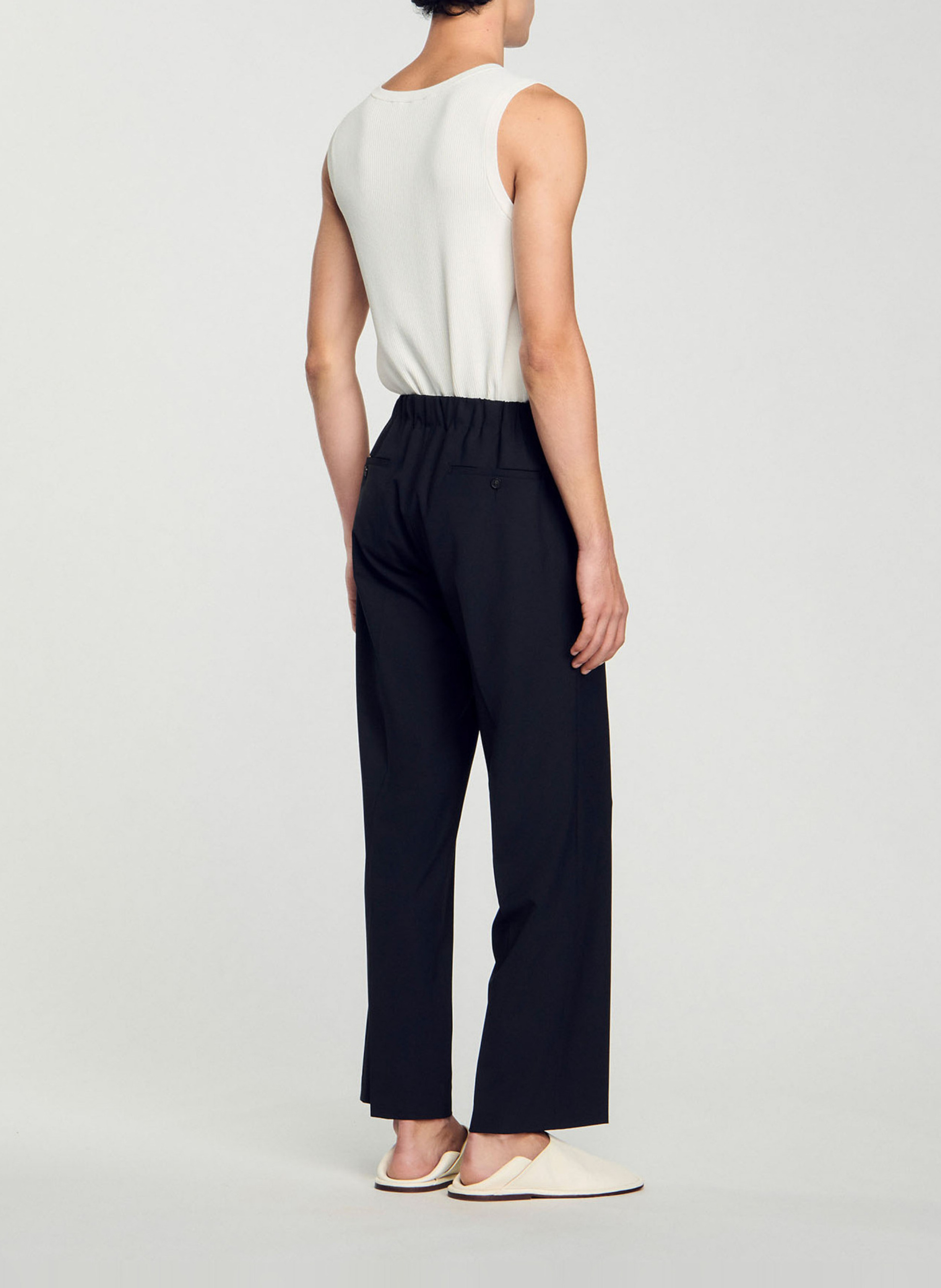 Pantalon droit en laine mélangée SANDRO Noir