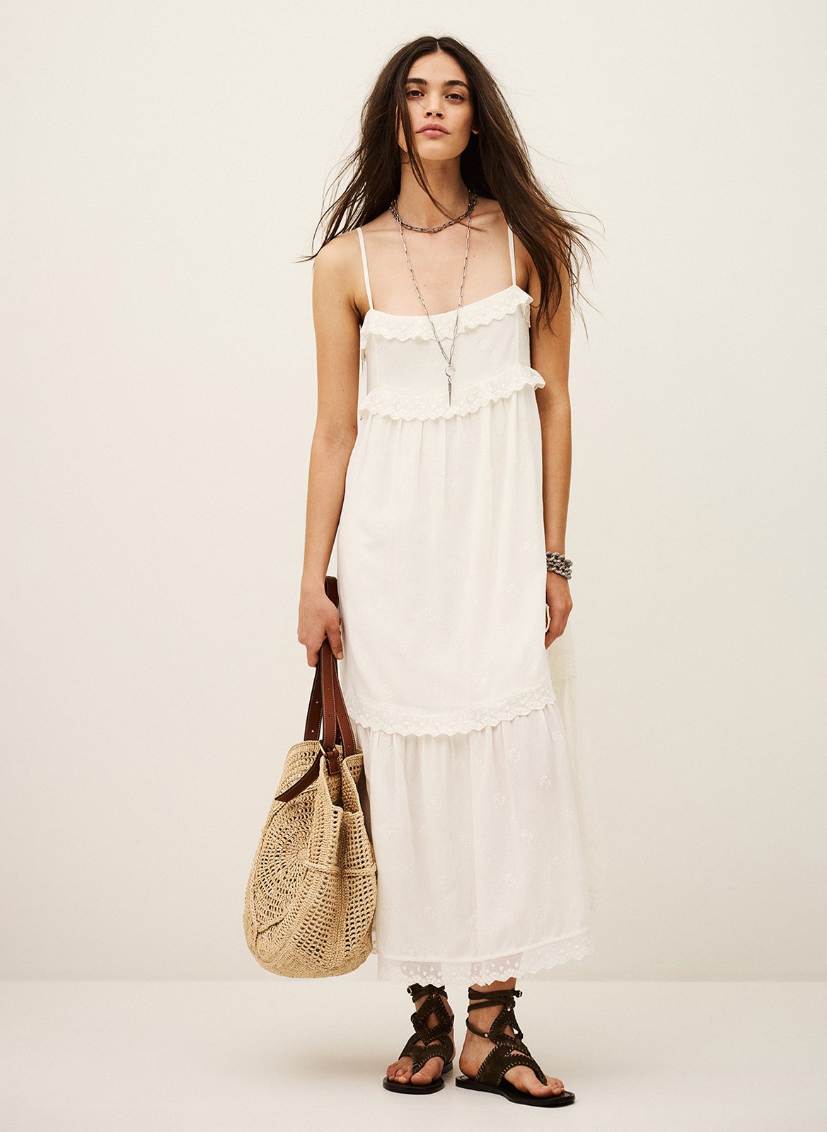 Robe midi en coton mélangé penny BA&SH Beige