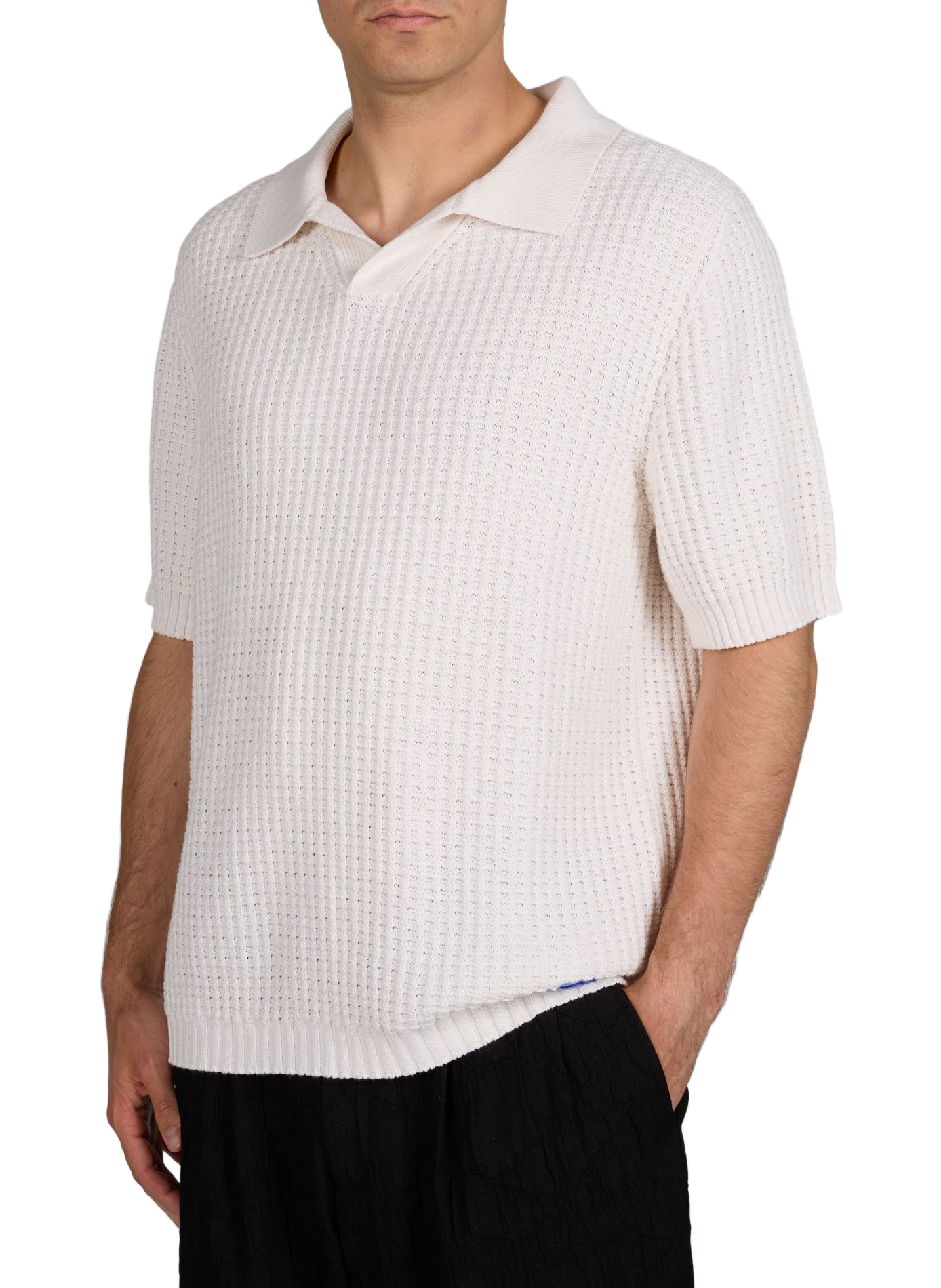 Textured knit polo in blended cotton HUGO BLUE White