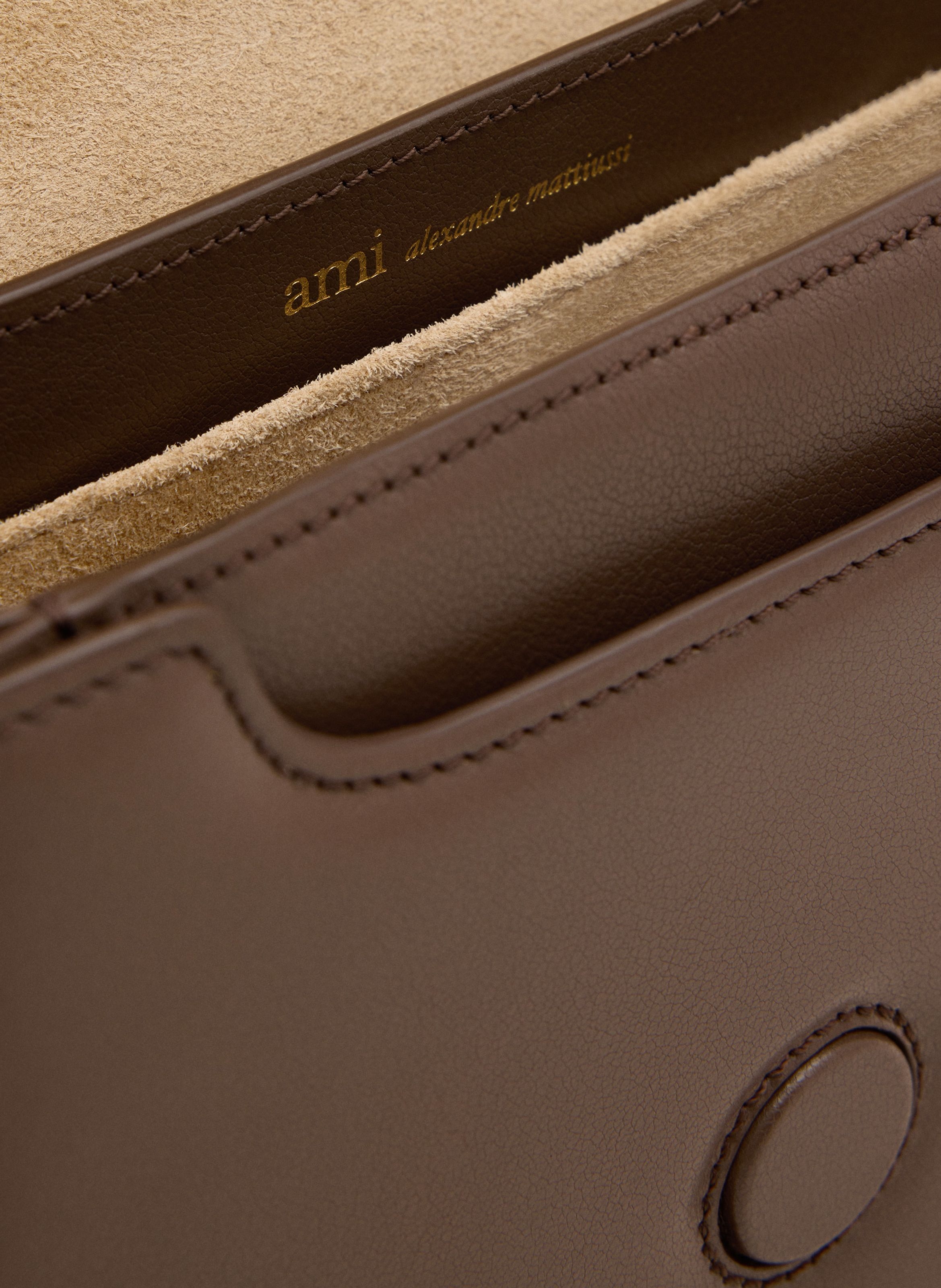 Sac porté main paris paris unisexe en cuir de vachette AMI PARIS Marron