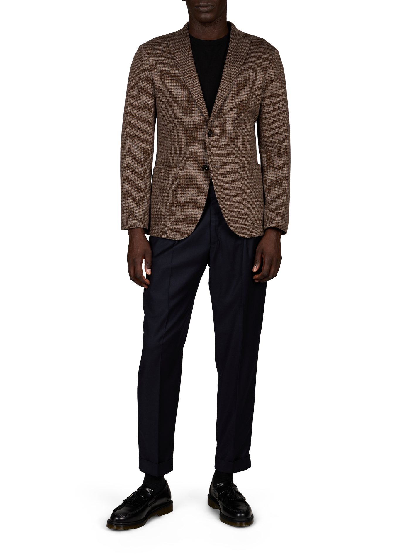 Blazer droit à carreaux en coton mélangé BOGLIOLI Marron