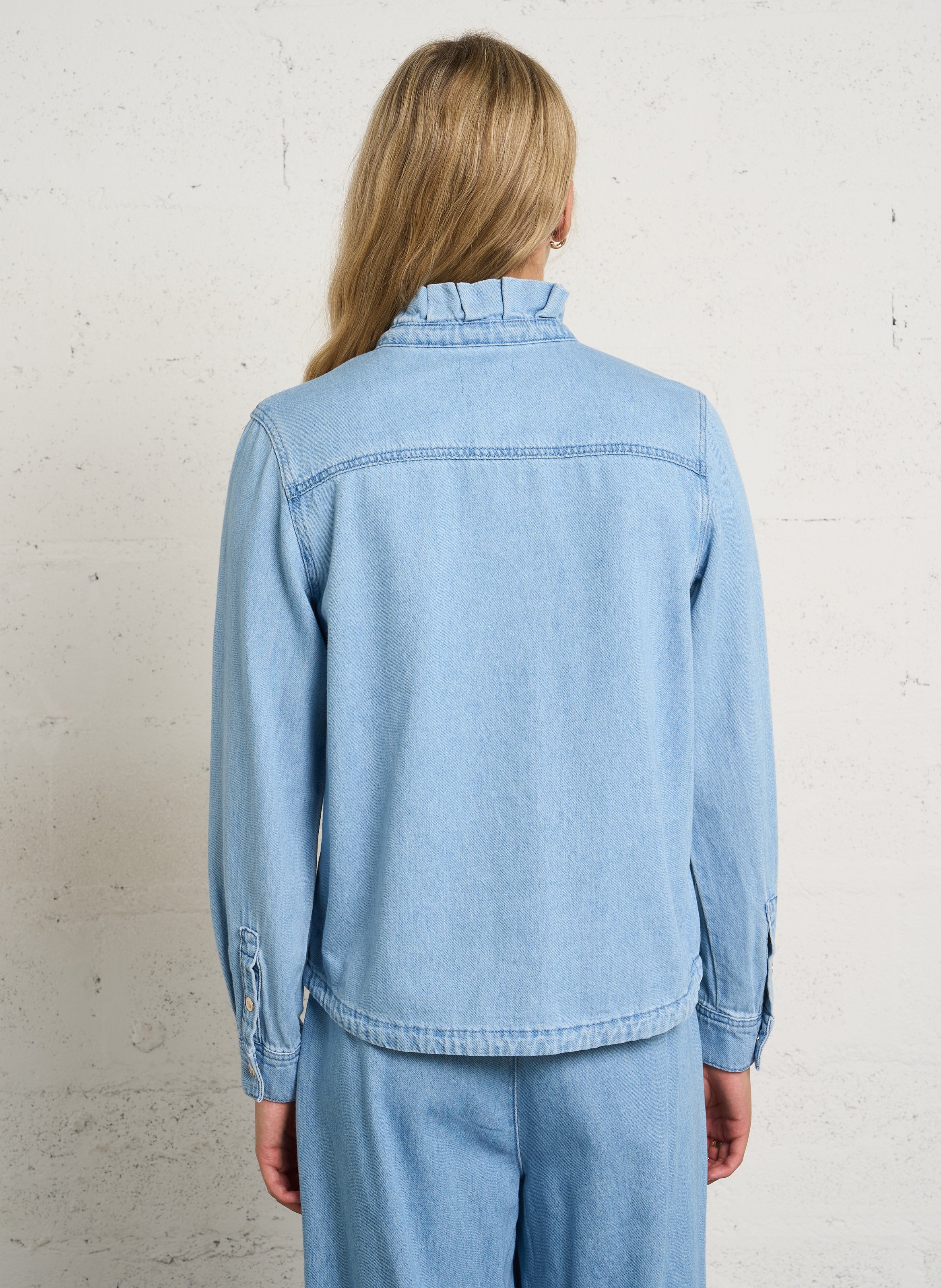 Chemise col montant en coton denise MAISON 123 Bleu