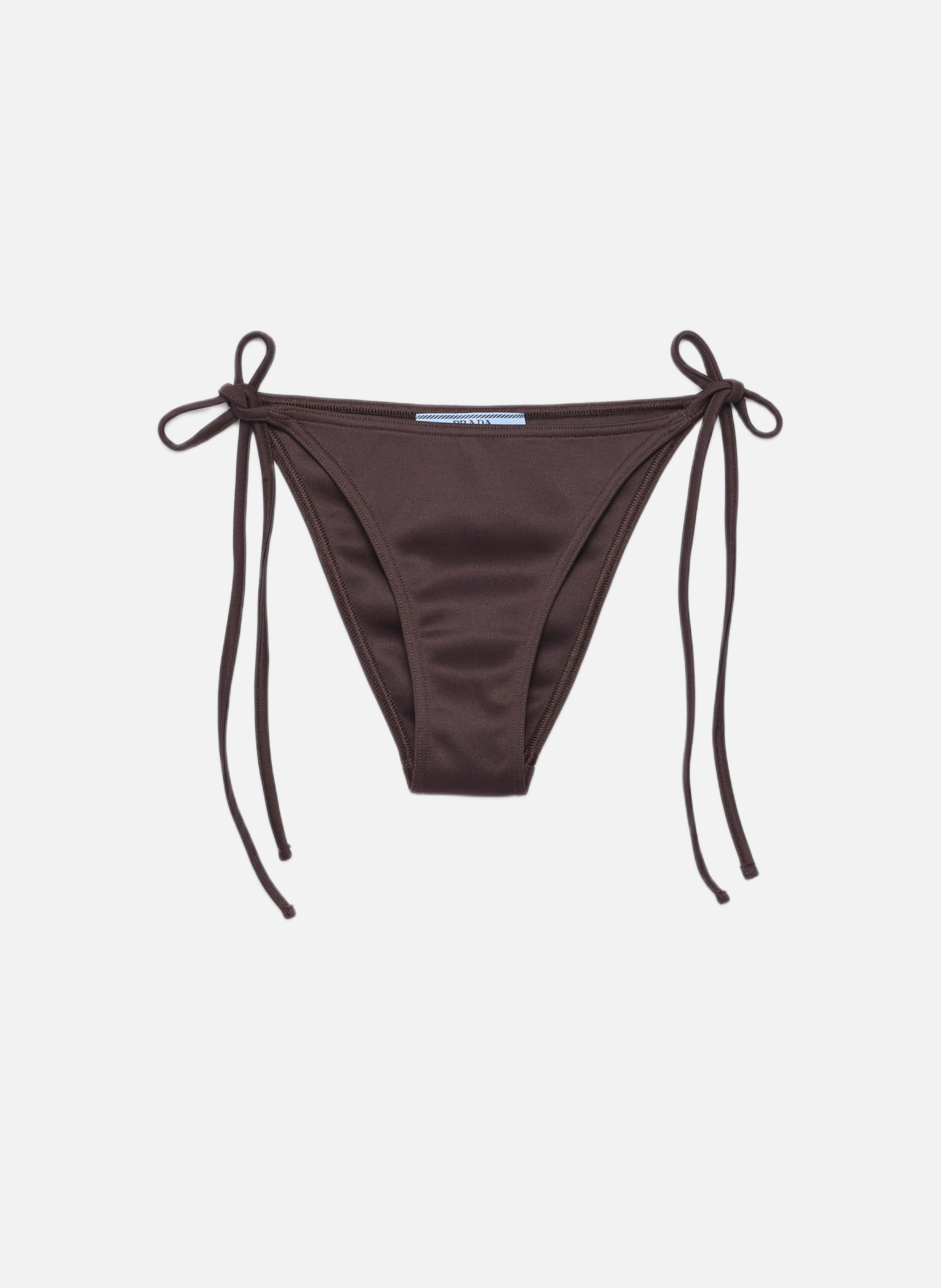 Bas de bikini en maille interlock PRADA Marron