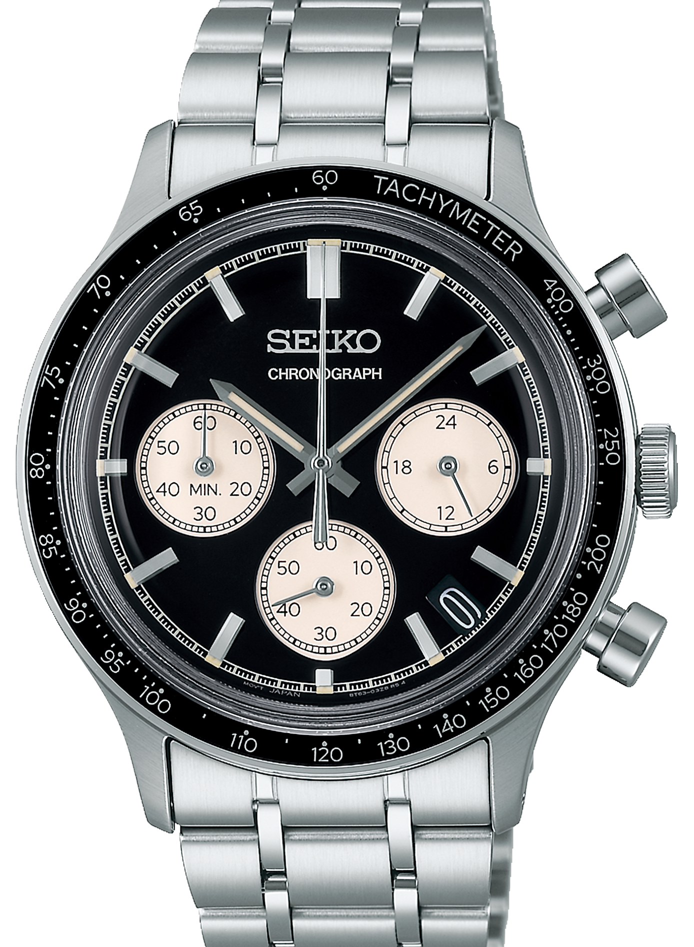 Montre quartz Sport en acier inoxydable SEIKO Noir
