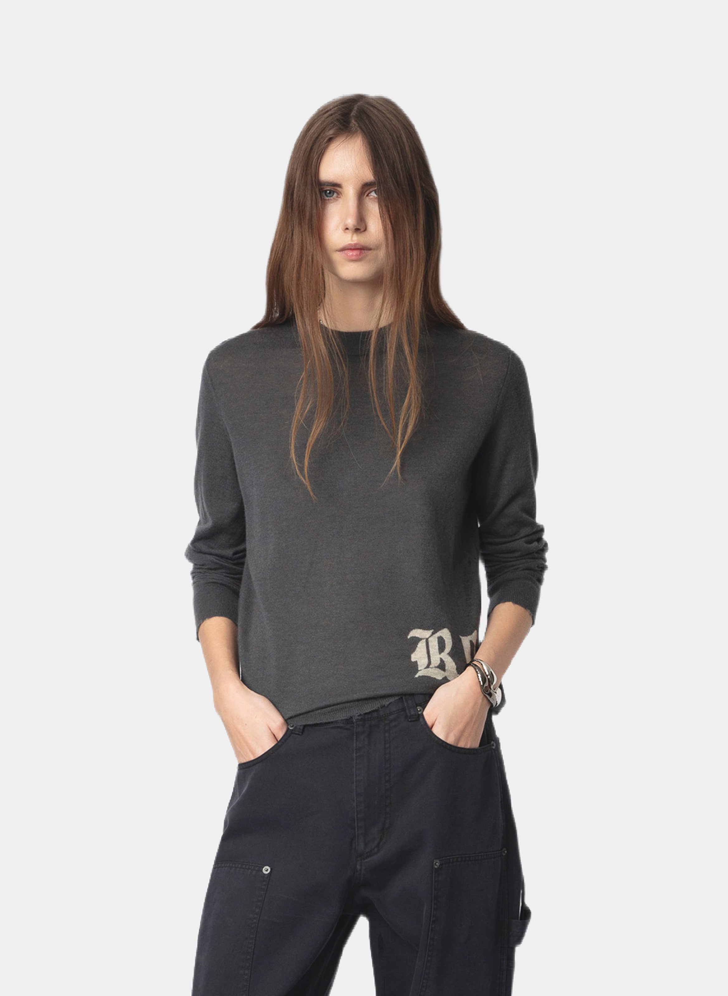 Pull droit en cachemire ivy ZADIG&VOLTAIRE Gris