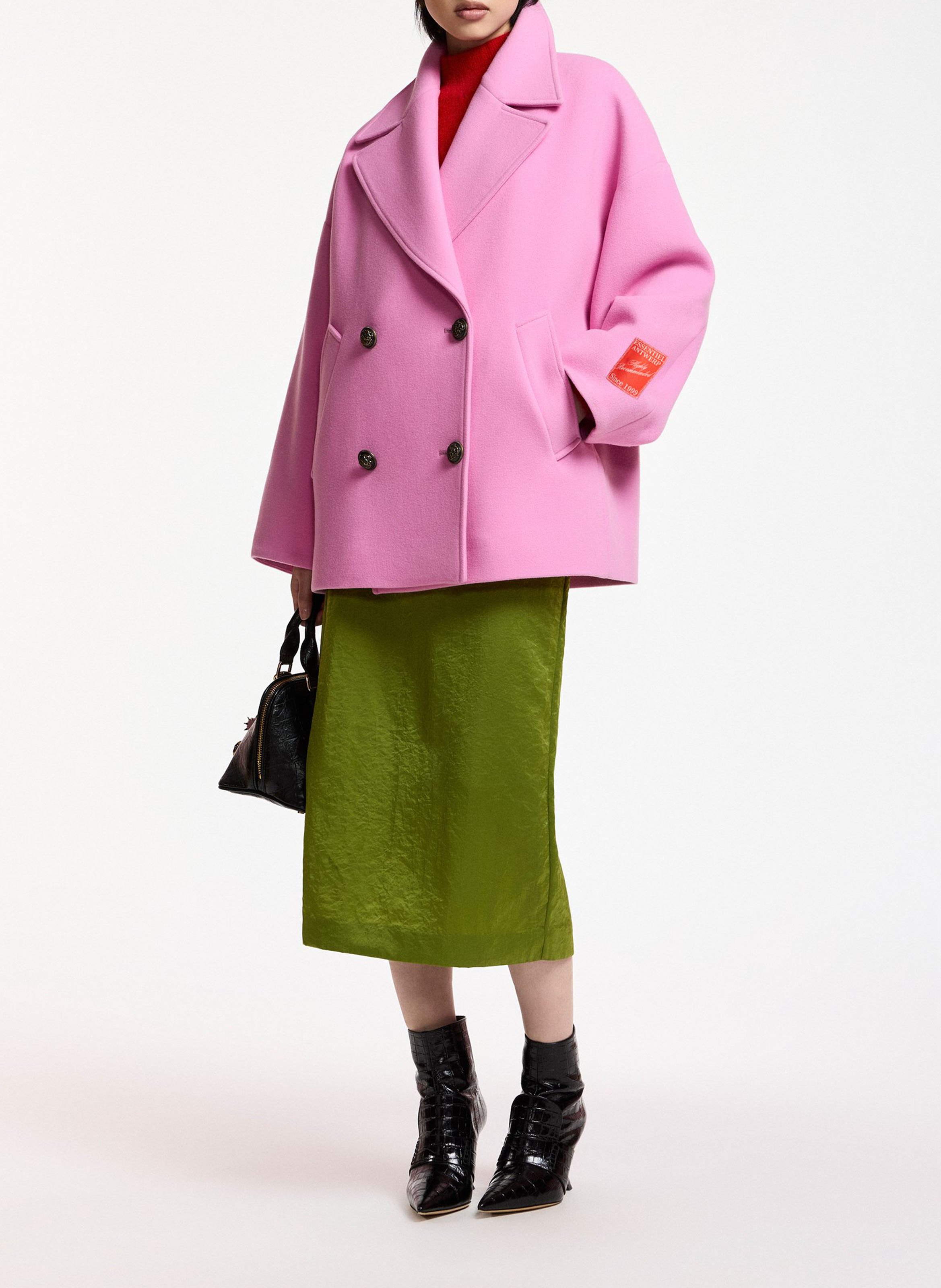 Manteau col taileur en laine kidney ESSENTIEL ANTWERP Rose