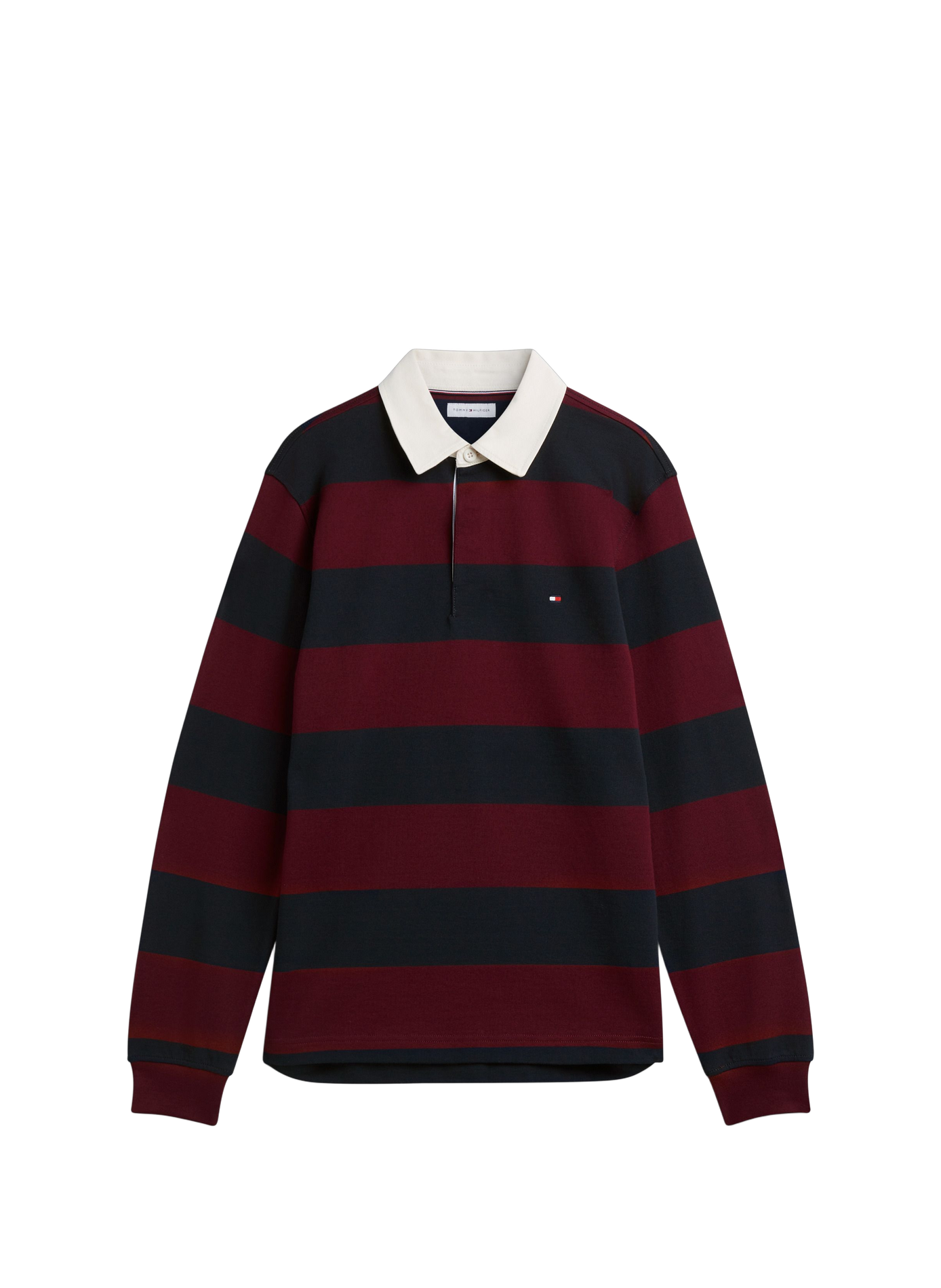 Sweat droit col polo rayé en coton TOMMY HILFIGER Multicolore