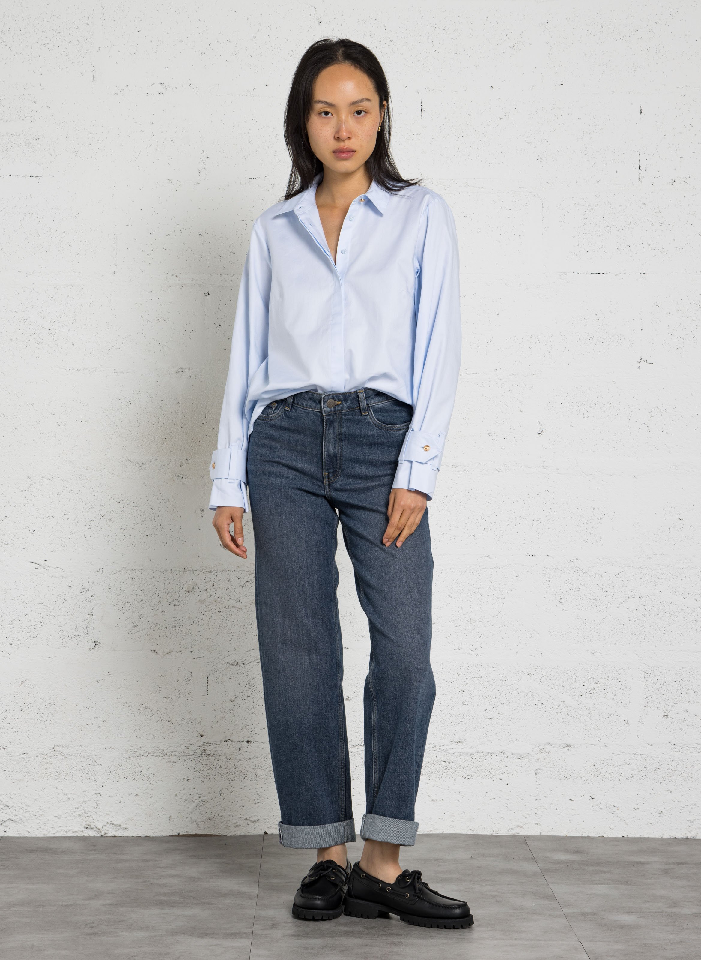 Chemise droite en coton maxime MAISON 123 Bleu