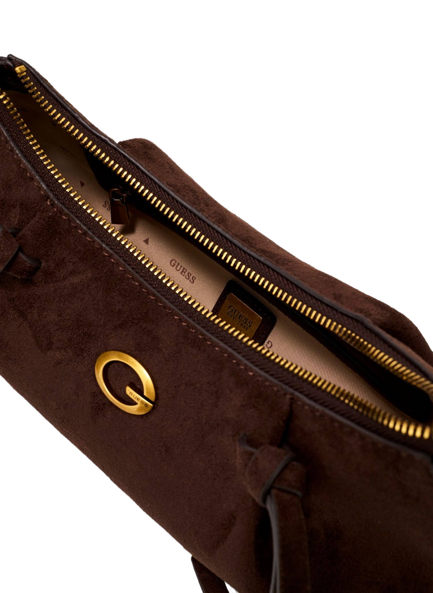 Schultertasche in Veloursleder-Optik | Braun GUESS Damen