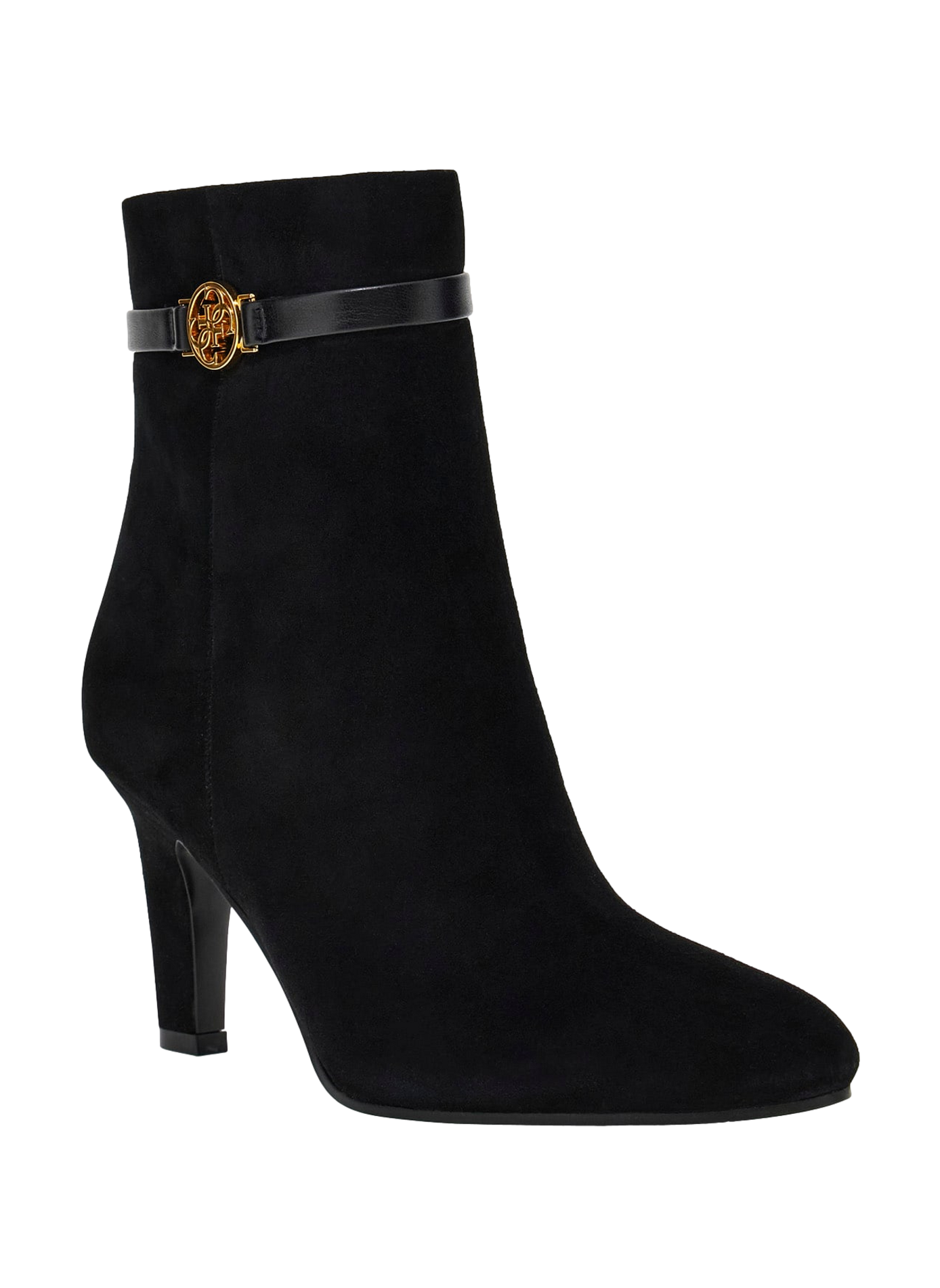 Zip-Up Suede Leather Ankle Boots GUESS Black