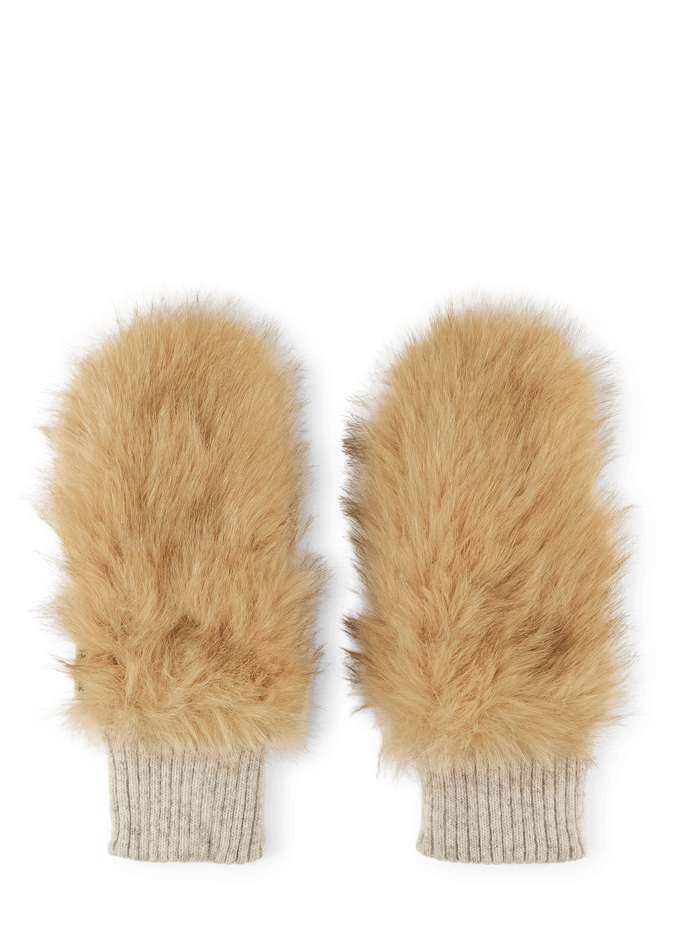 Faux fur gloves with ribbed cuffs BELLEROSE Beige