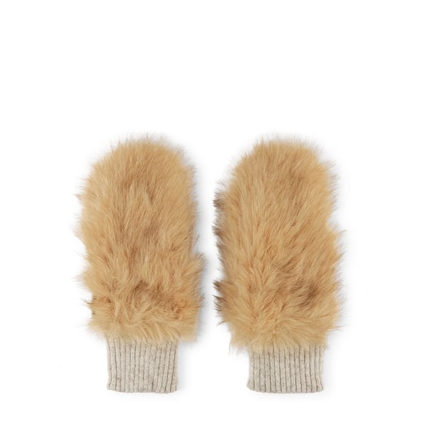 Gants effet fourrure à poignets côtelés Gants effet fourrure à poignets côtelés