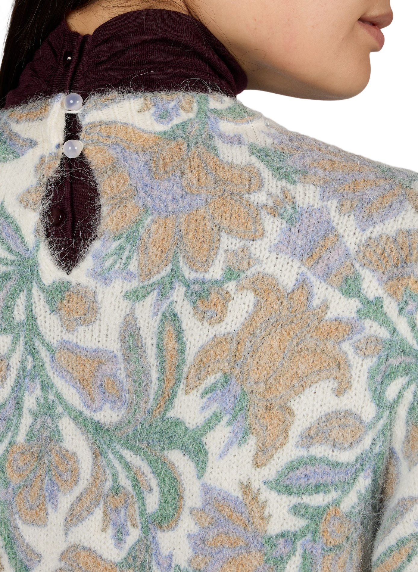 Fitzgeraldrom straight round neck printed wool blend sweater PETITE MENDIGOTE Beige