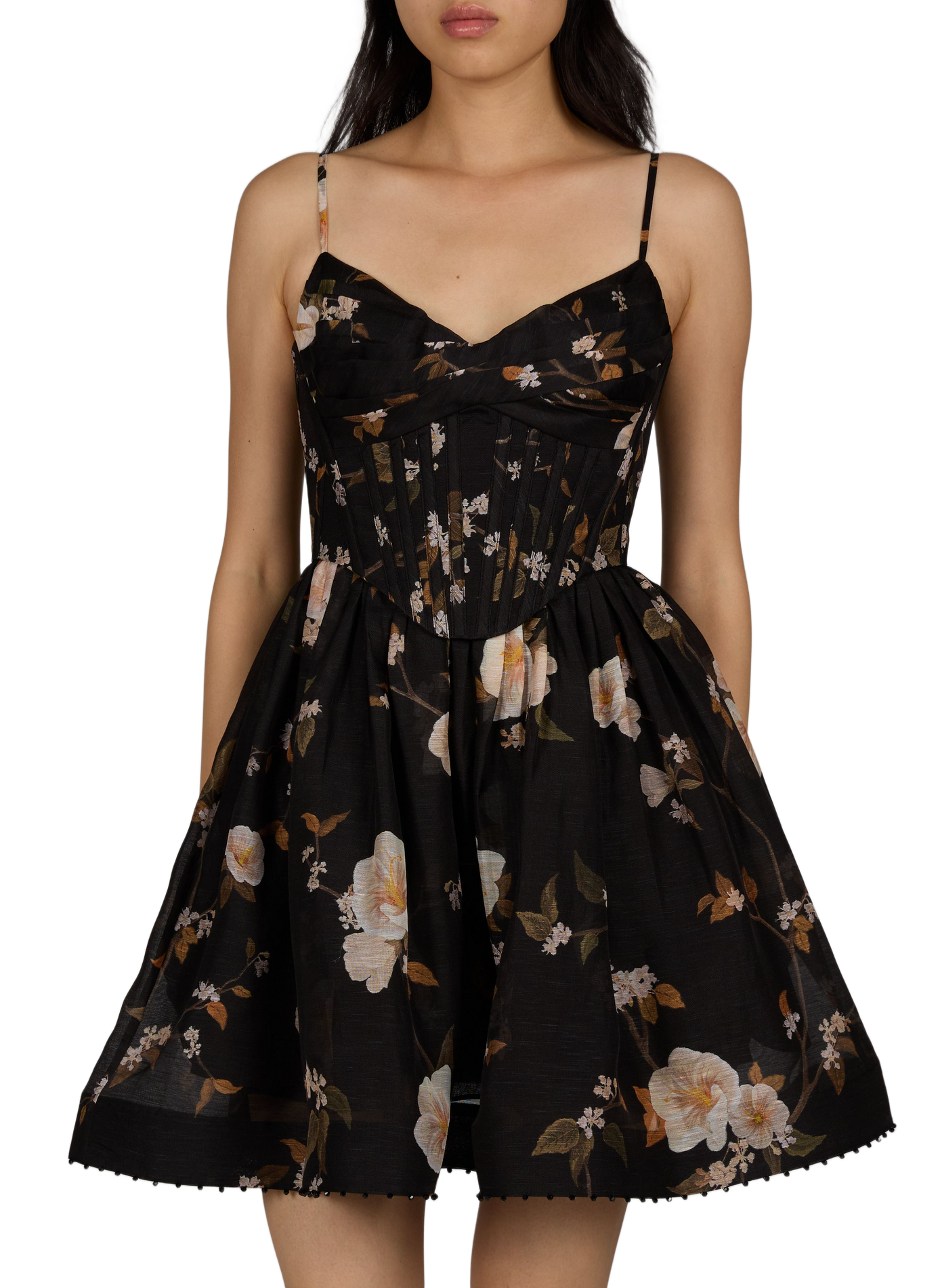 Ascent Corset-Minikleid aus Leinen und Seide ZIMMERMANN Schwarz