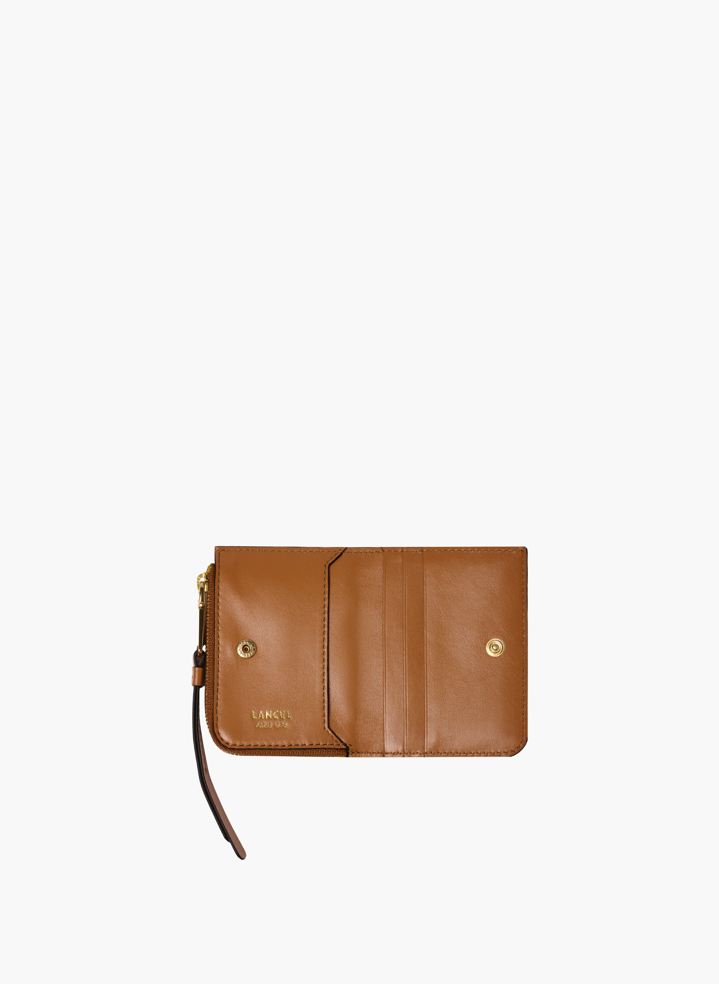 Mini portefeuille zippé origami de lancel en cuir LANCEL Marron