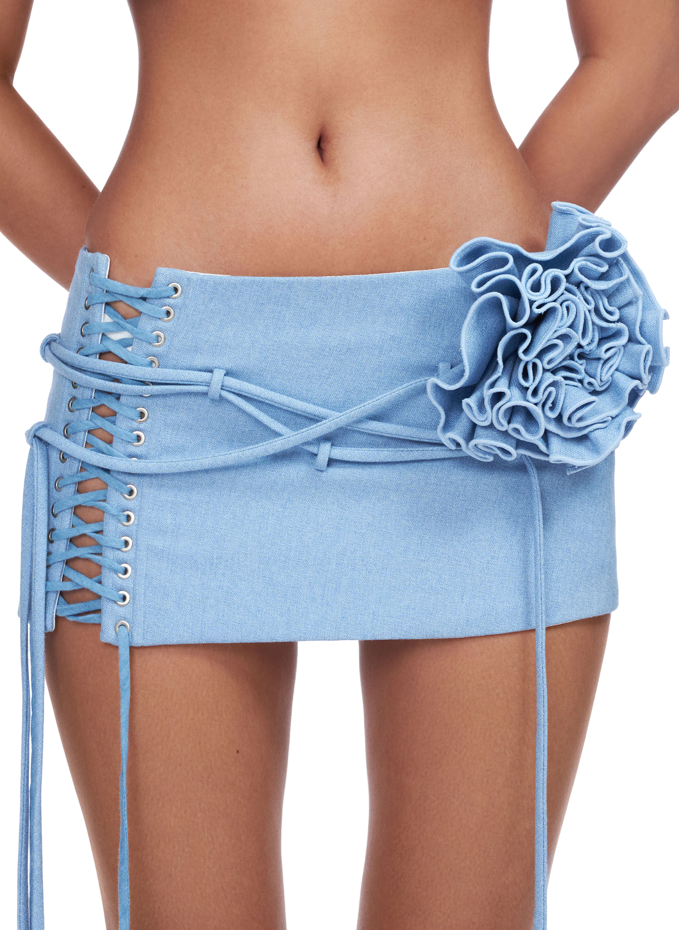 Iceberg skirt with a tie detail and floral accents FANCI CLUB Blue