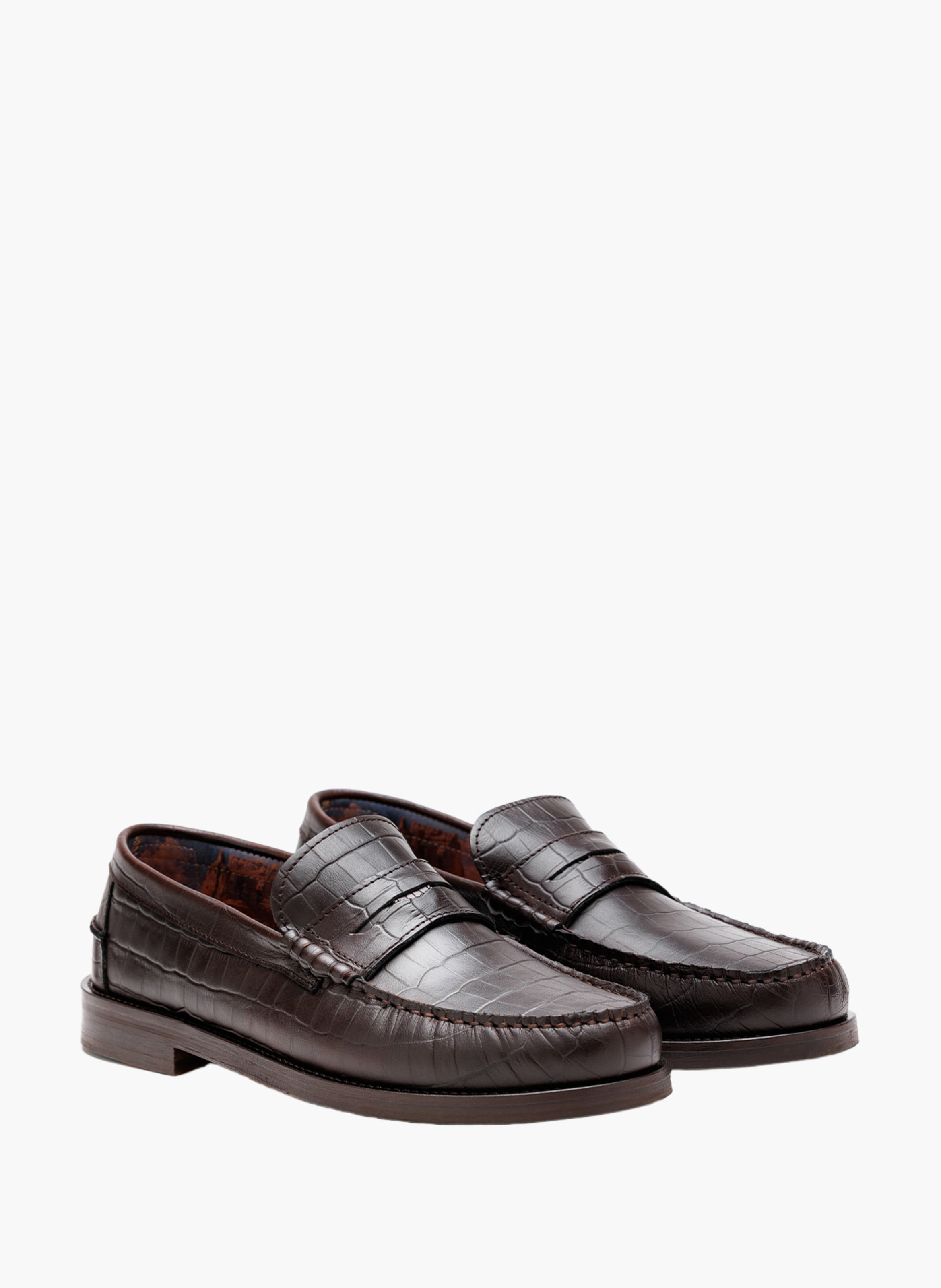 Mocassins riviera en cuir effet croco NAKED WOLFE Marron