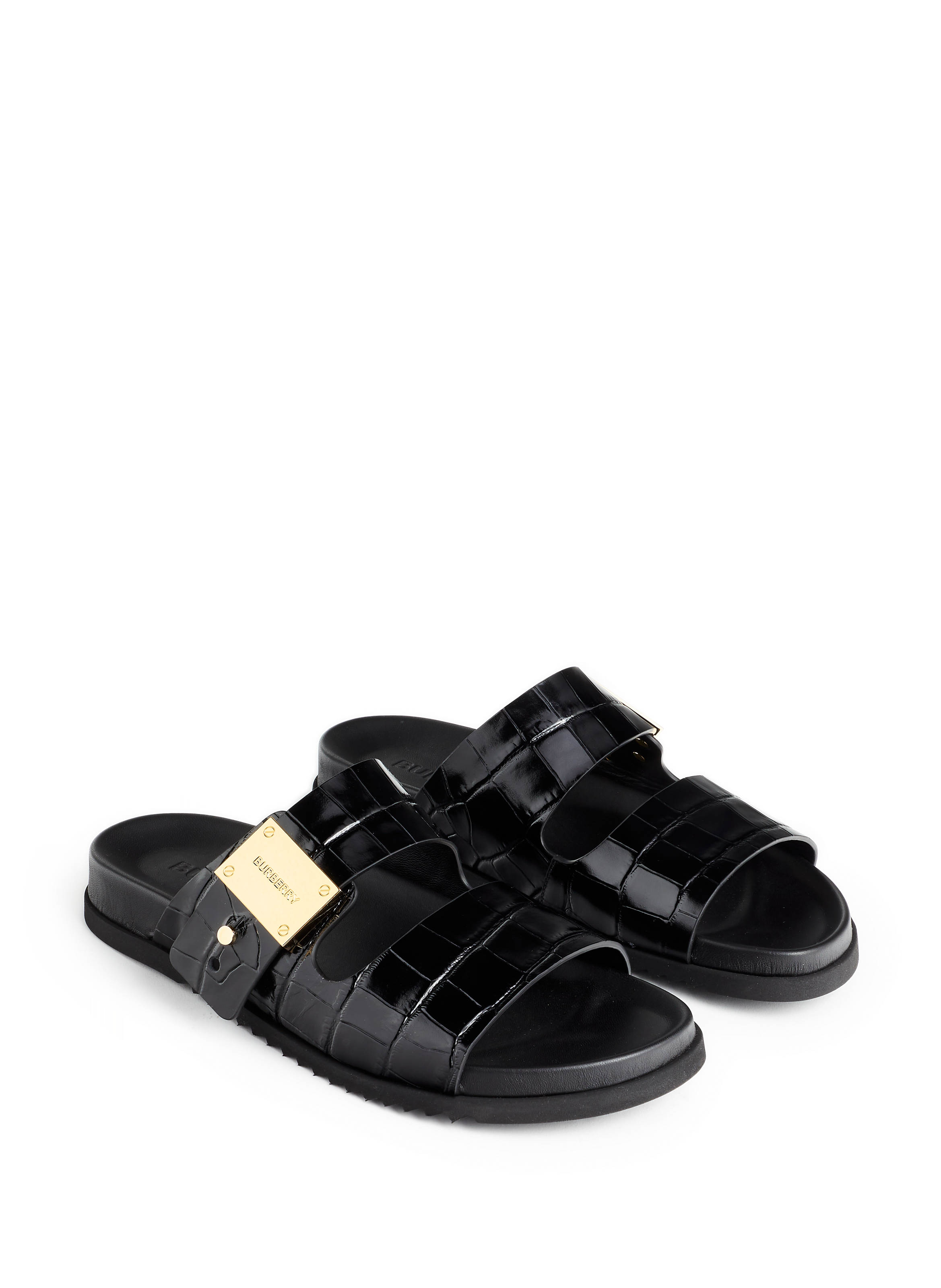 Sandales en cuir embossé