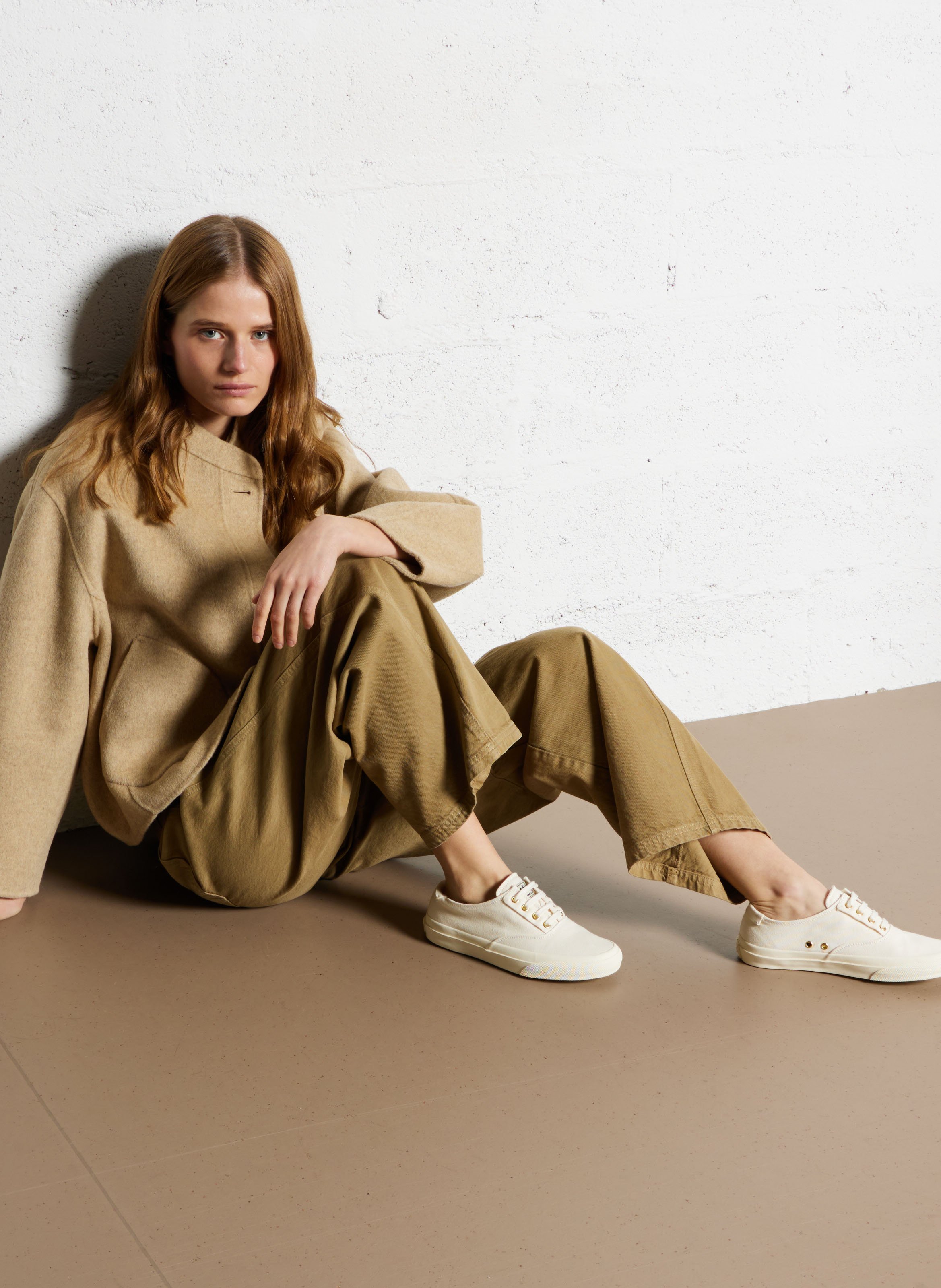 Manteau col rond en laine mélangée windsor SOEUR Beige