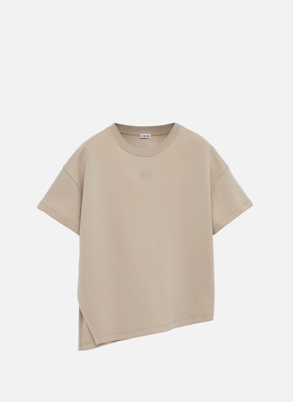 T-shirt asymétrique en coton mélangé Beige by LOEWE LOEWE T-shirt asymétrique en coton mélangé Beige