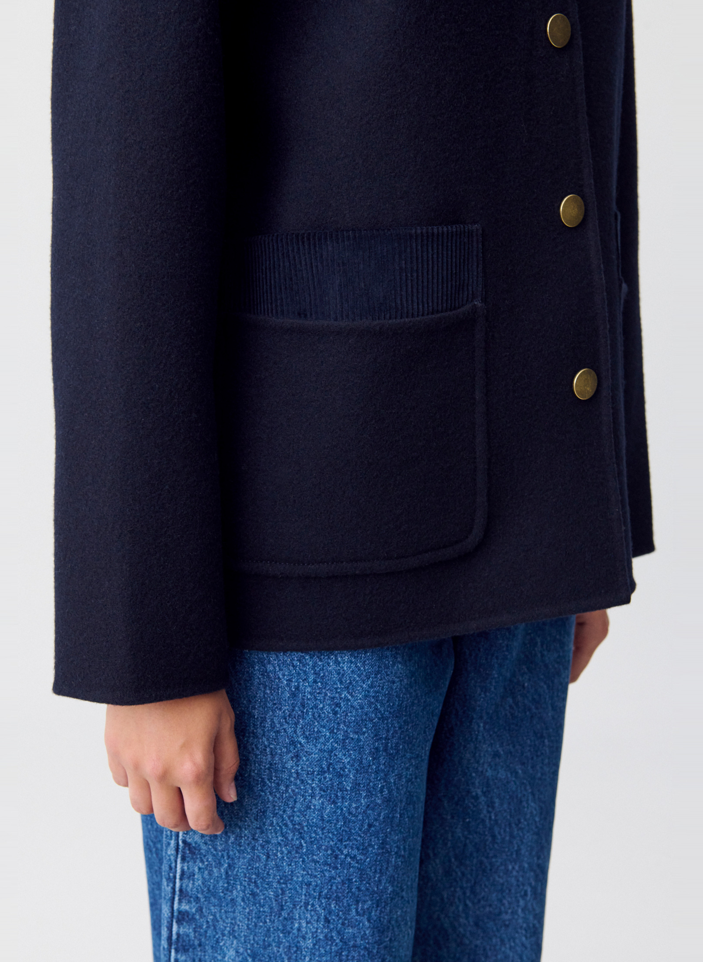 Veste droite boutonnée en laine mélangée CLAUDIE PIERLOT Bleu