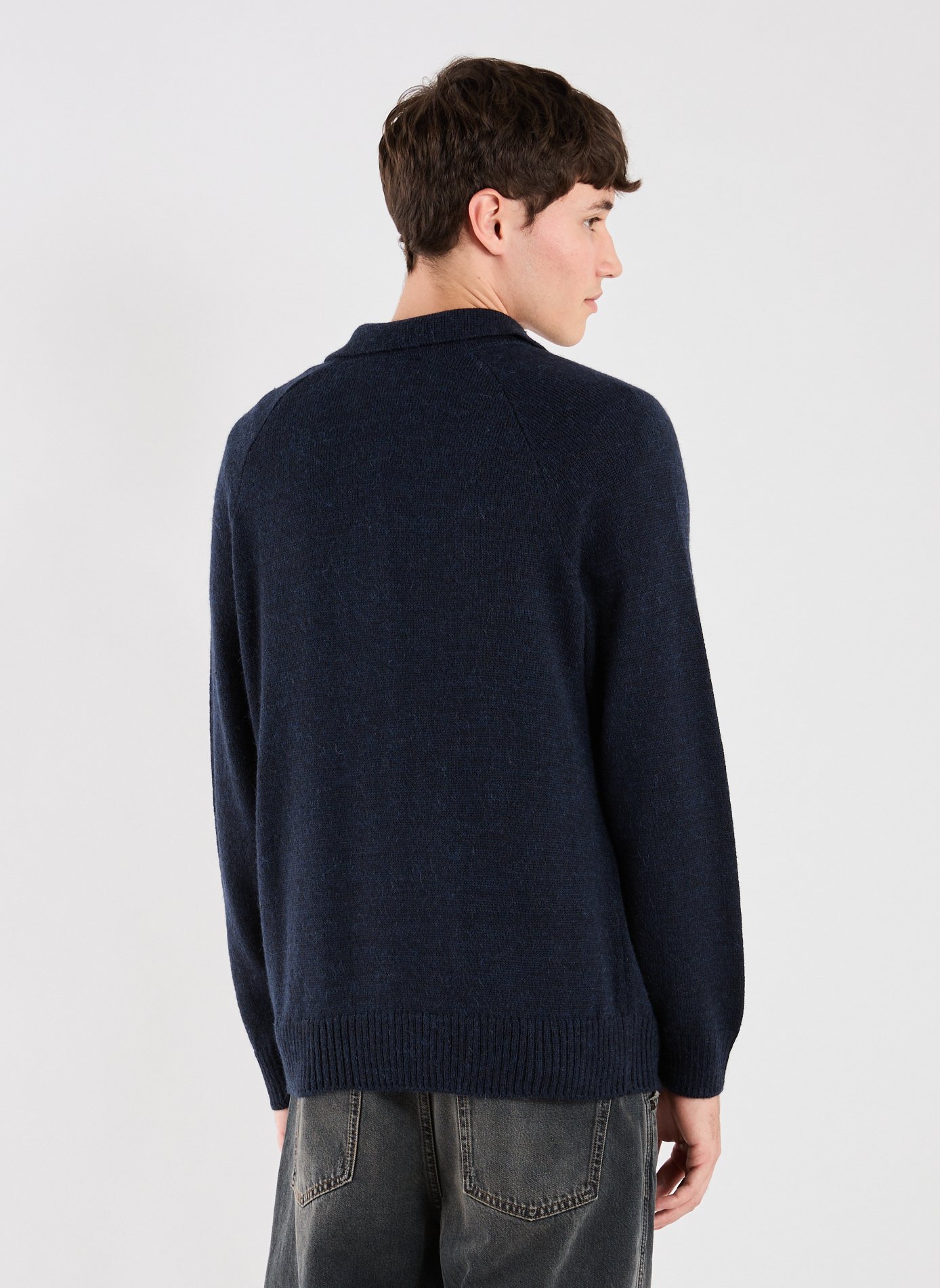 Pull col zippé en laine et alpaga mélangé CLOSED Bleu