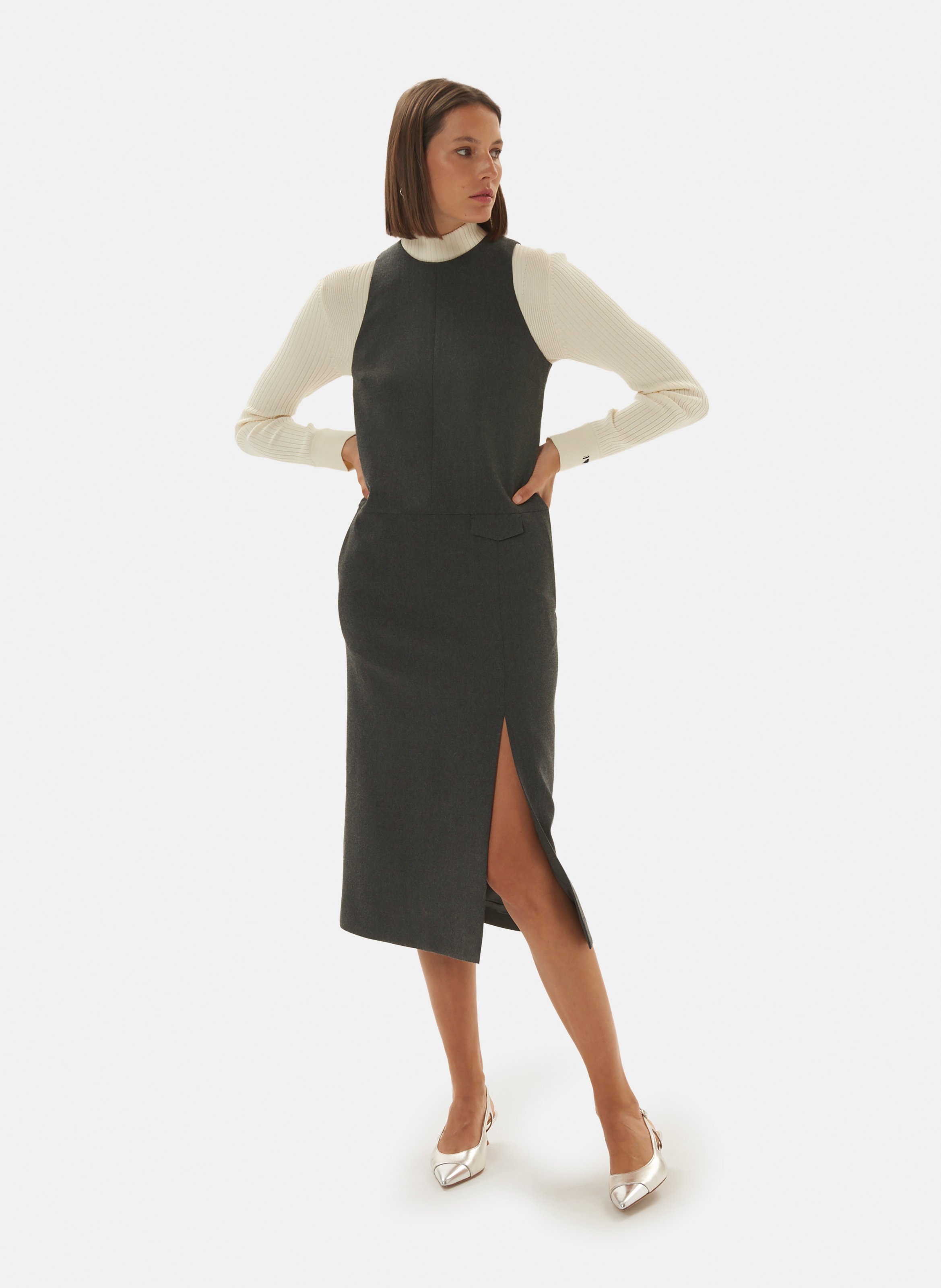 Robe rollande TARA JARMON Gris