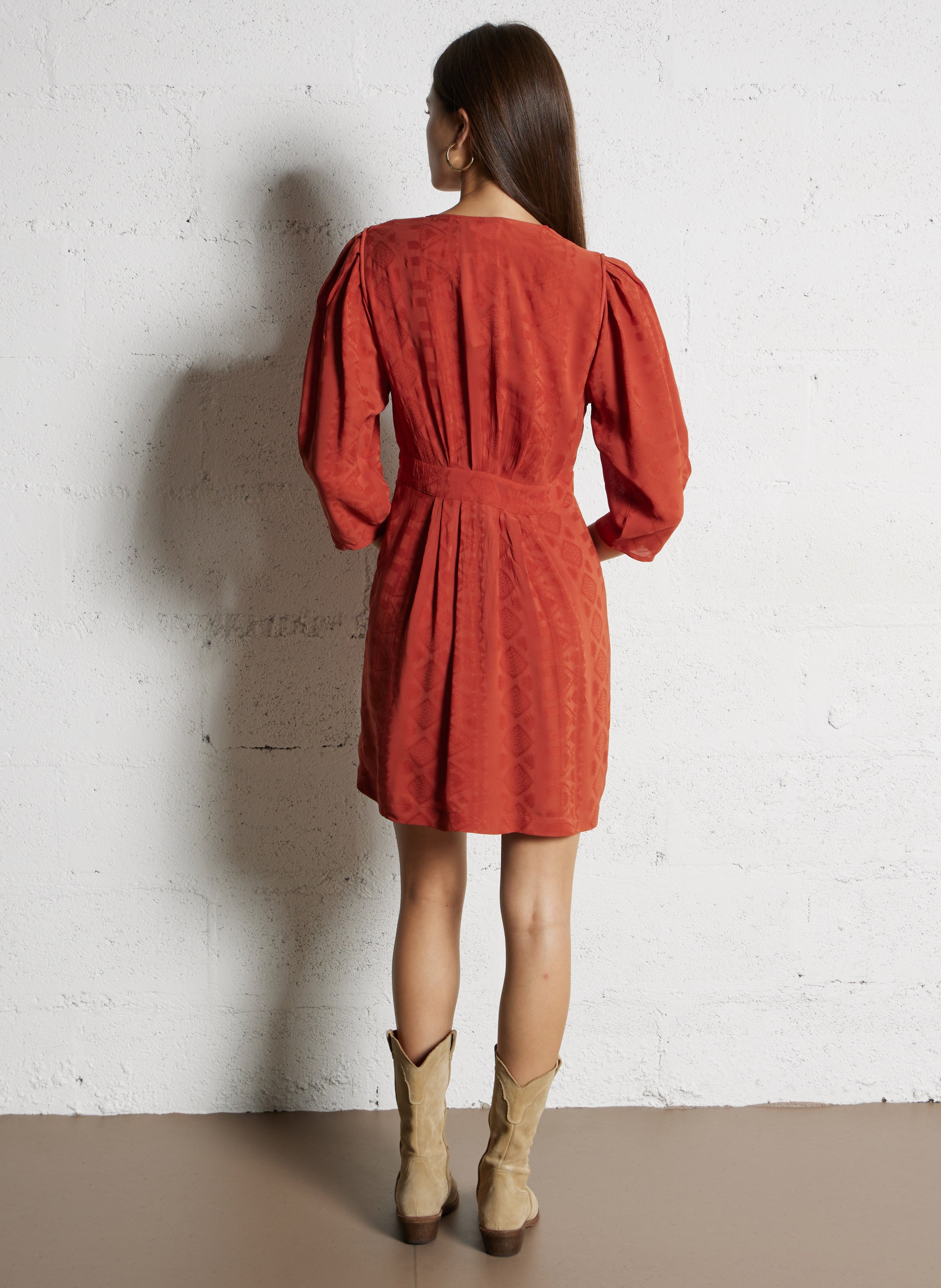 Robe courte col v isilda BA&SH Marron