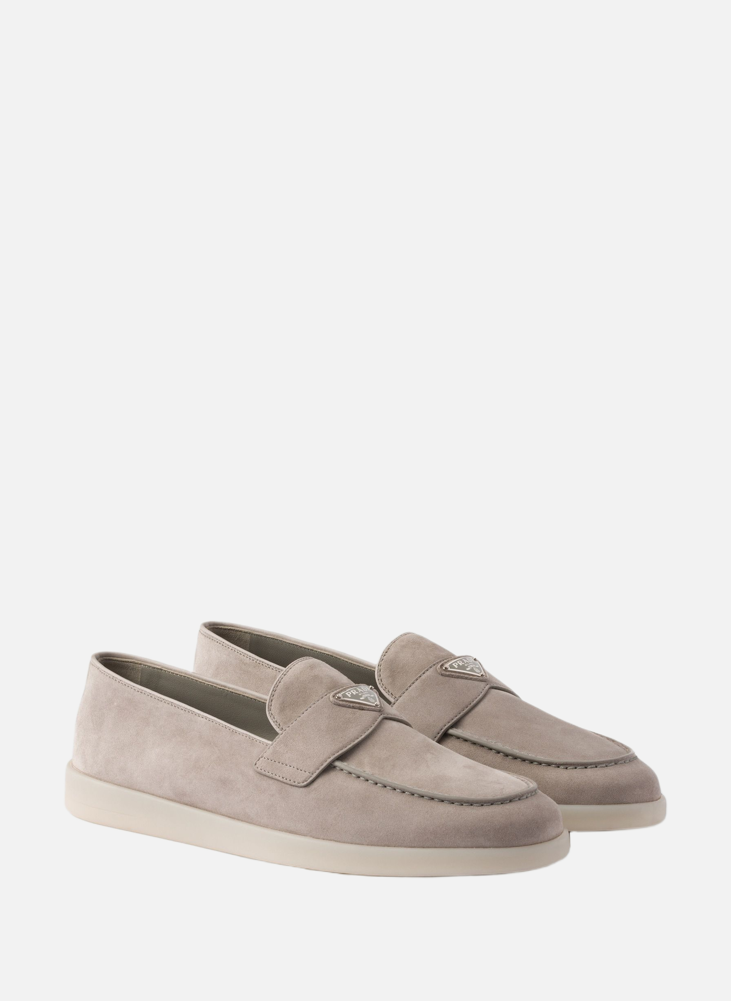 Mocassins en veau velours PRADA Gris